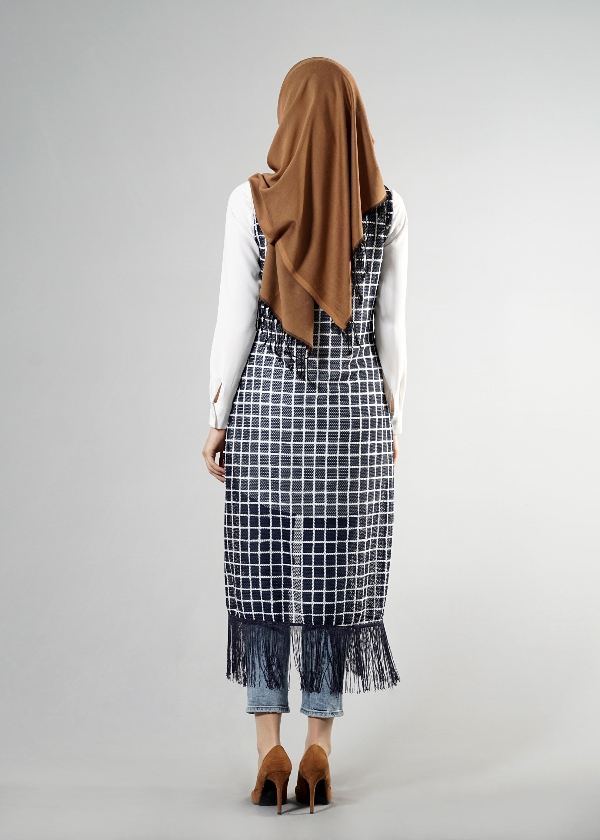 Tesettür giyim LACİVERT 4620-2 Virame Tesettür Yelek 38/46