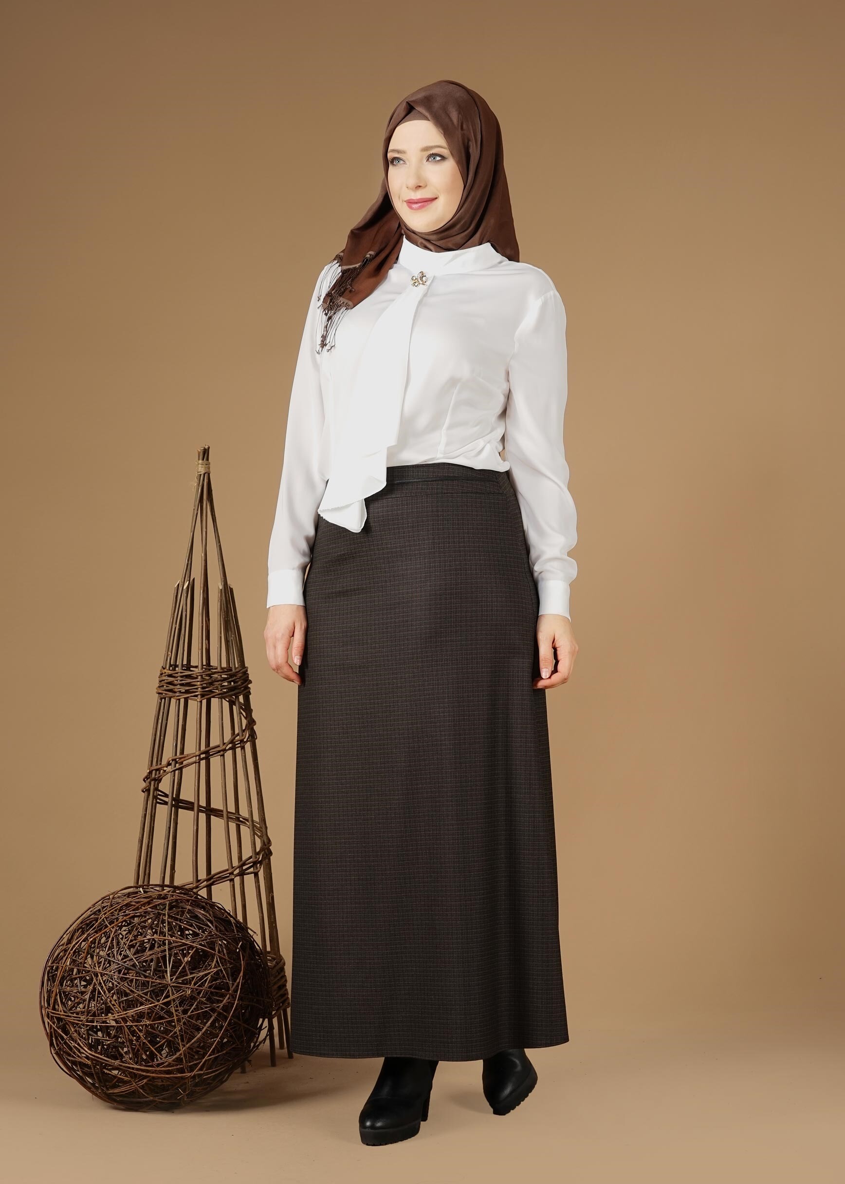 Vêtements hijab BLANC CHEMISIER À COL NOUÉ 2610