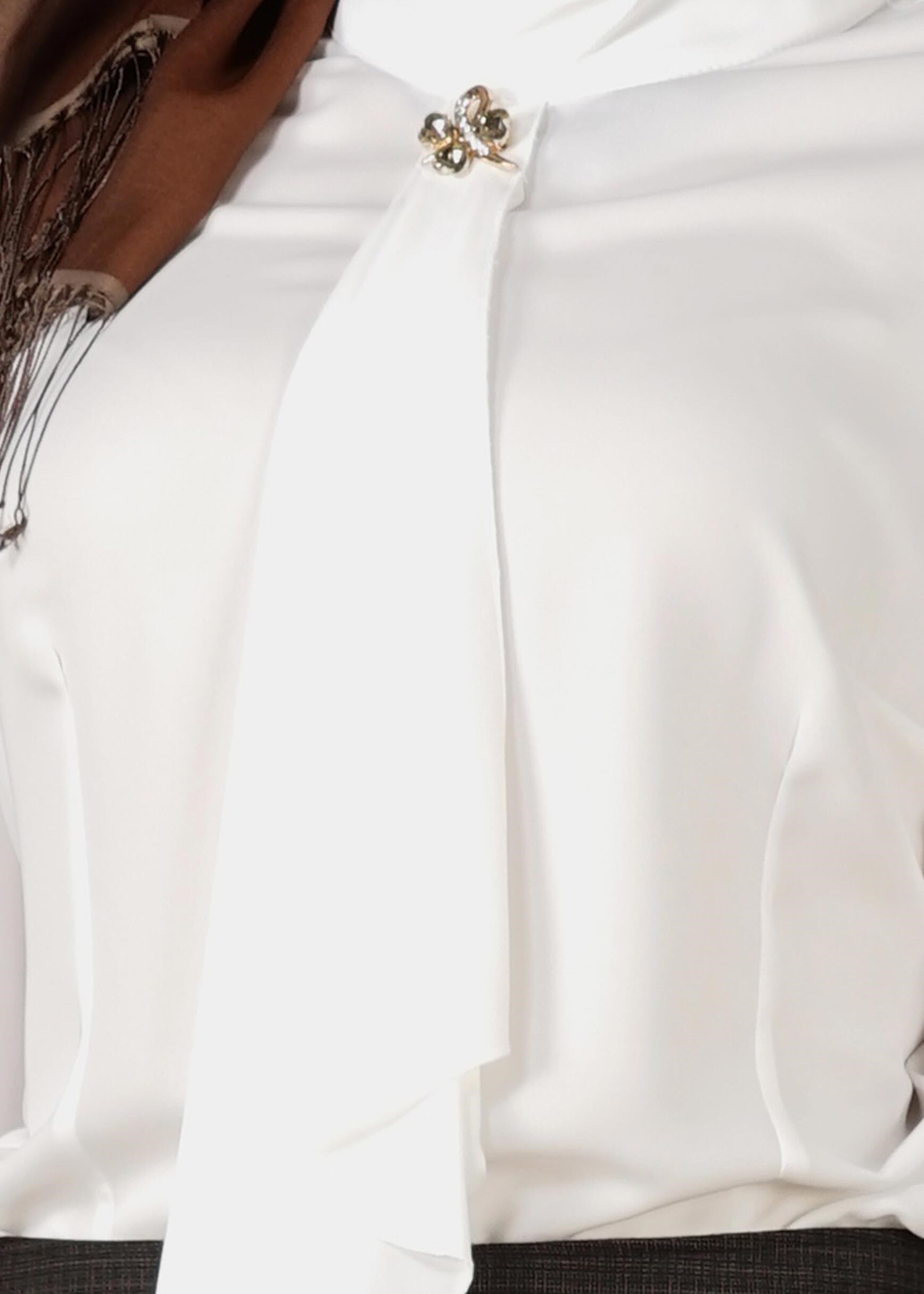 Vêtements hijab BLANC CHEMISIER À COL NOUÉ 2610