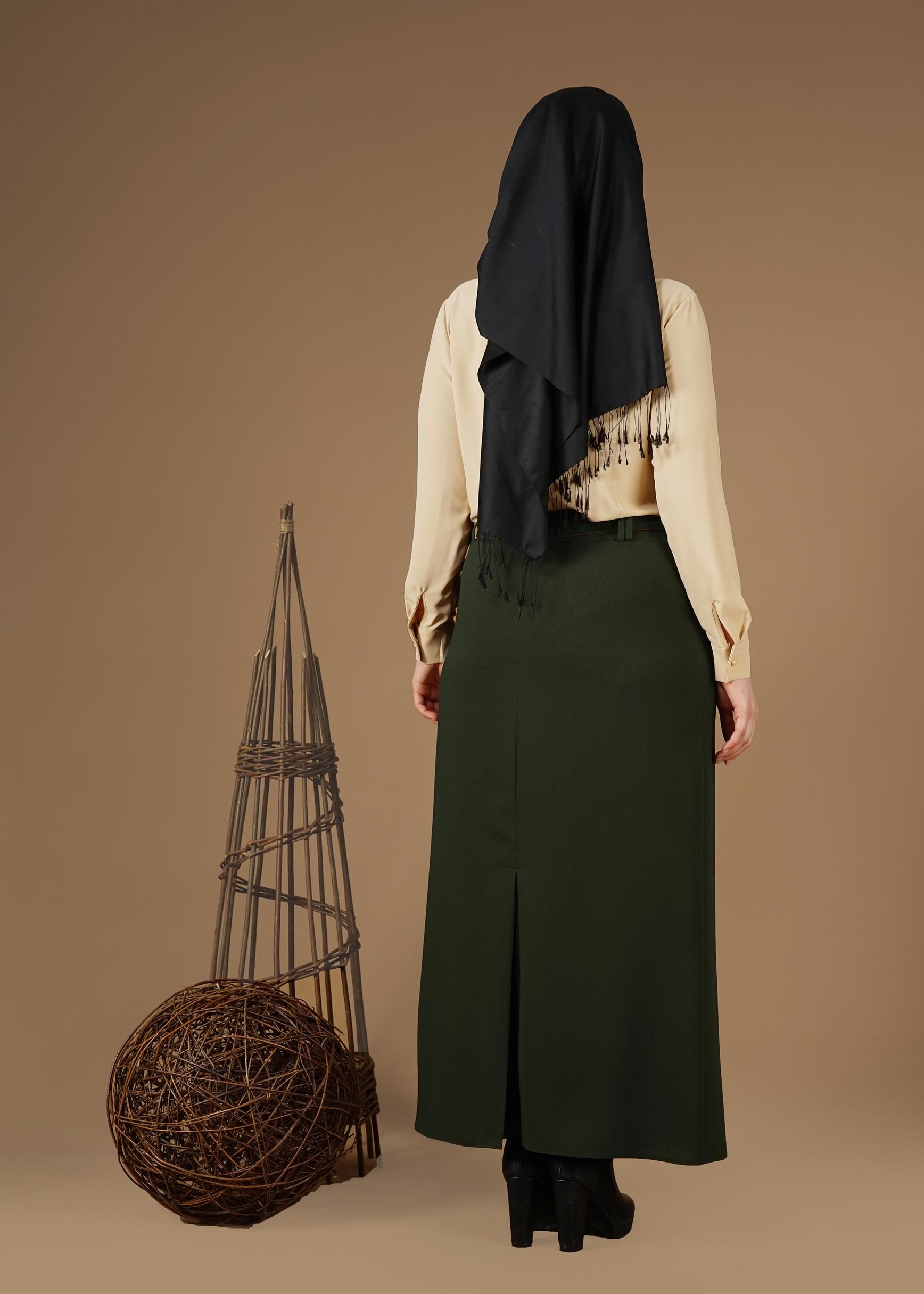 Hijab clothing BEIGE TIE-COLLAR BLOUSE 2610 