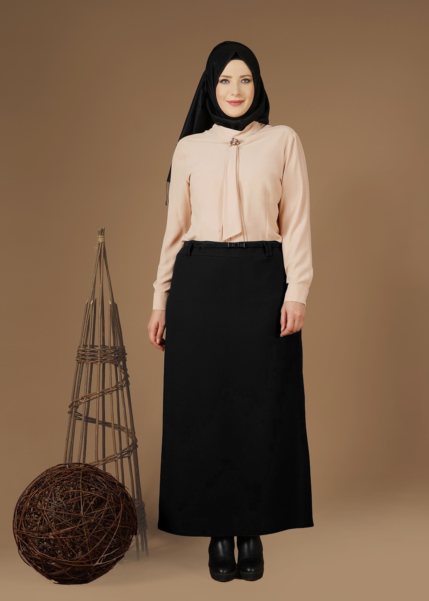 Vêtements hijab BEIGE CHEMISIER À COL NOUÉ 2610