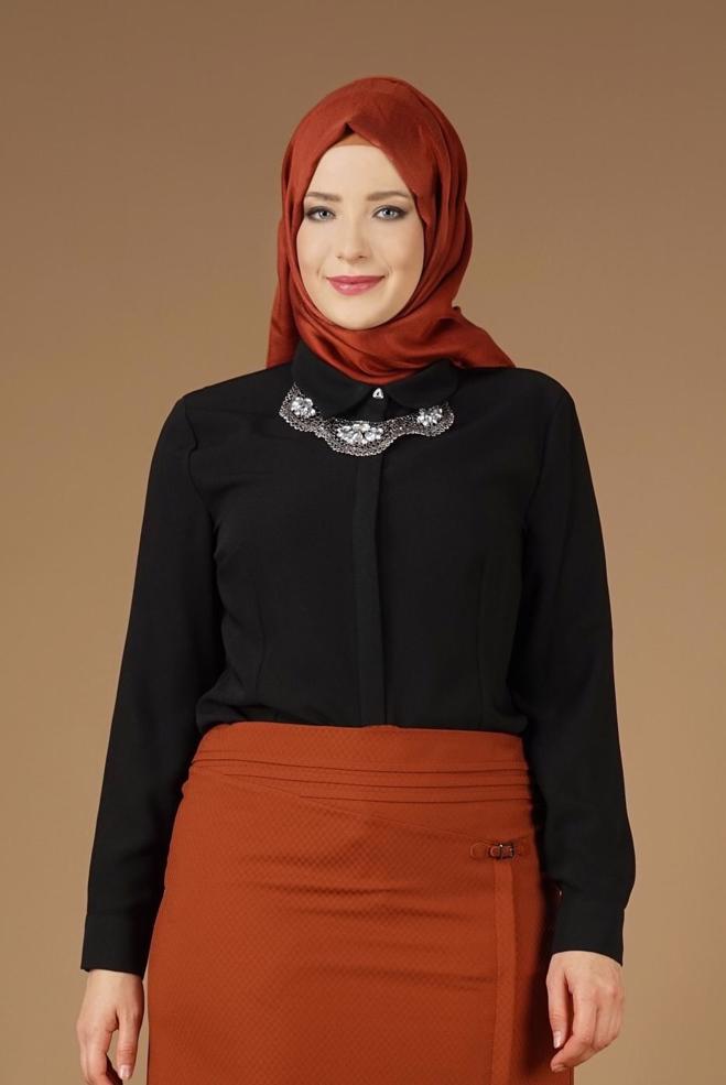 Tesettür giyim SİYAH 2631 BLUZ  - ALVİNA