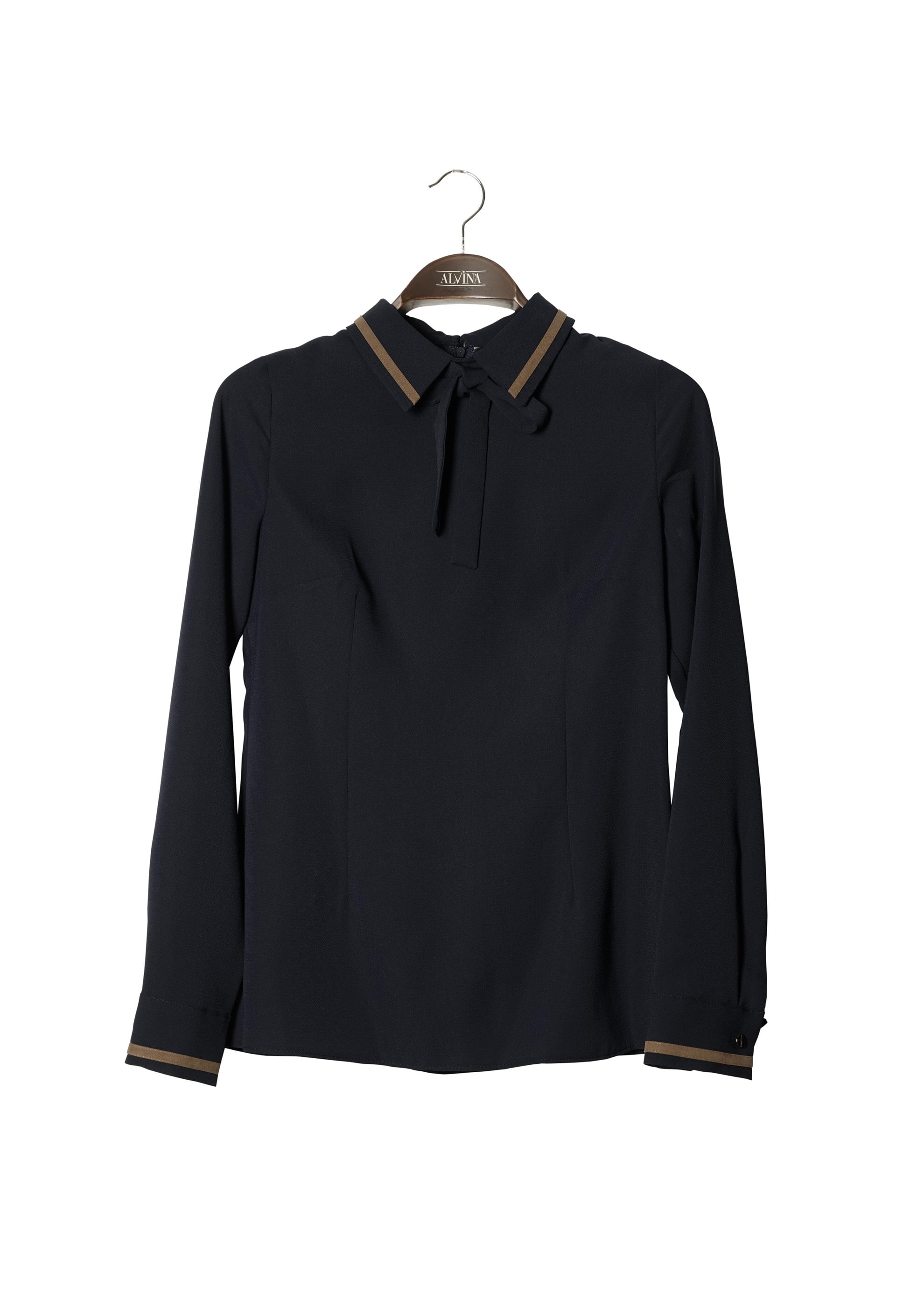 Tesettür giyim SİYAH YAKASI BAĞLAMALI BLUZ 4720 