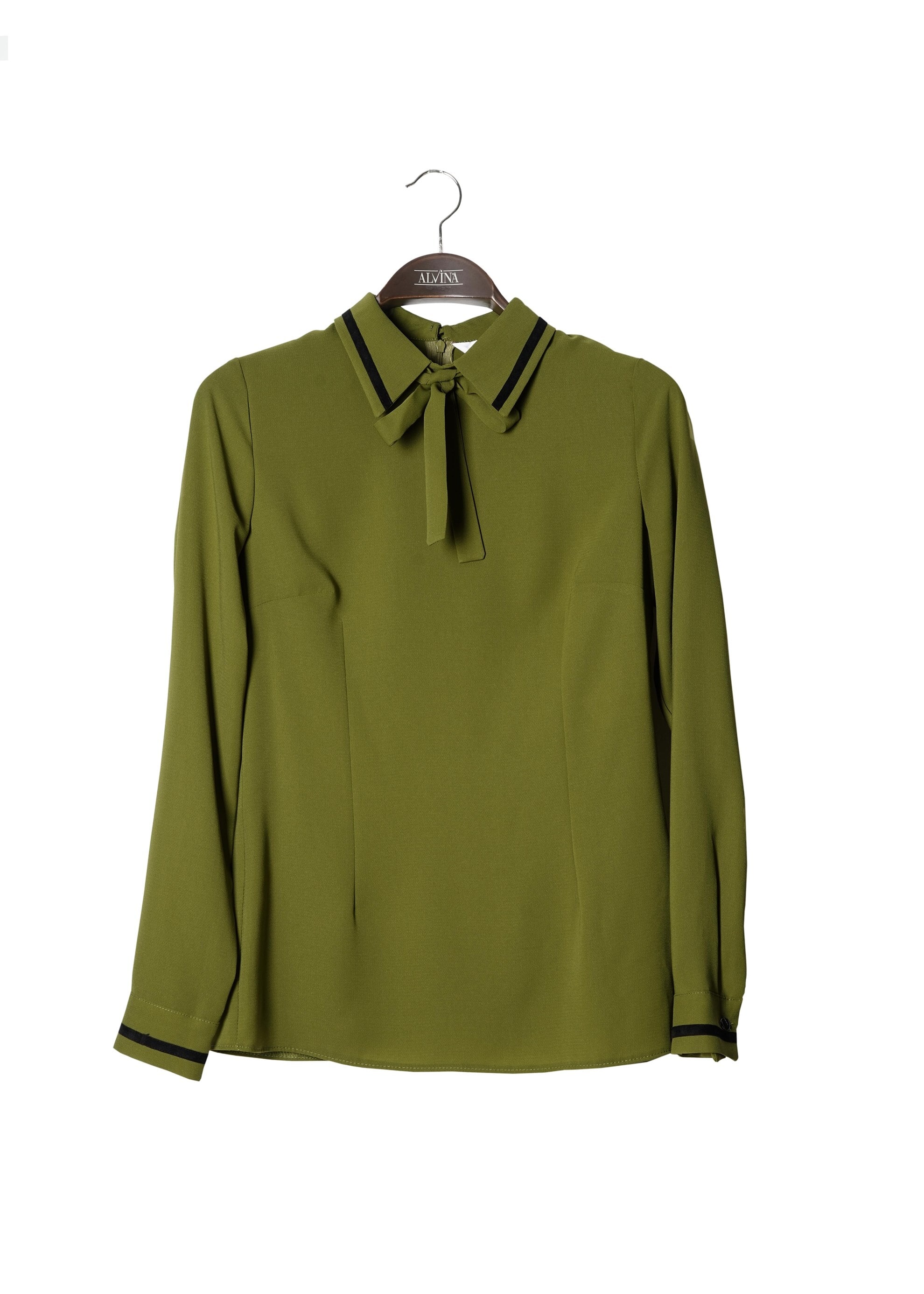 Tesettür giyim YEŞİL YAKASI BAĞLAMALI BLUZ 4720 