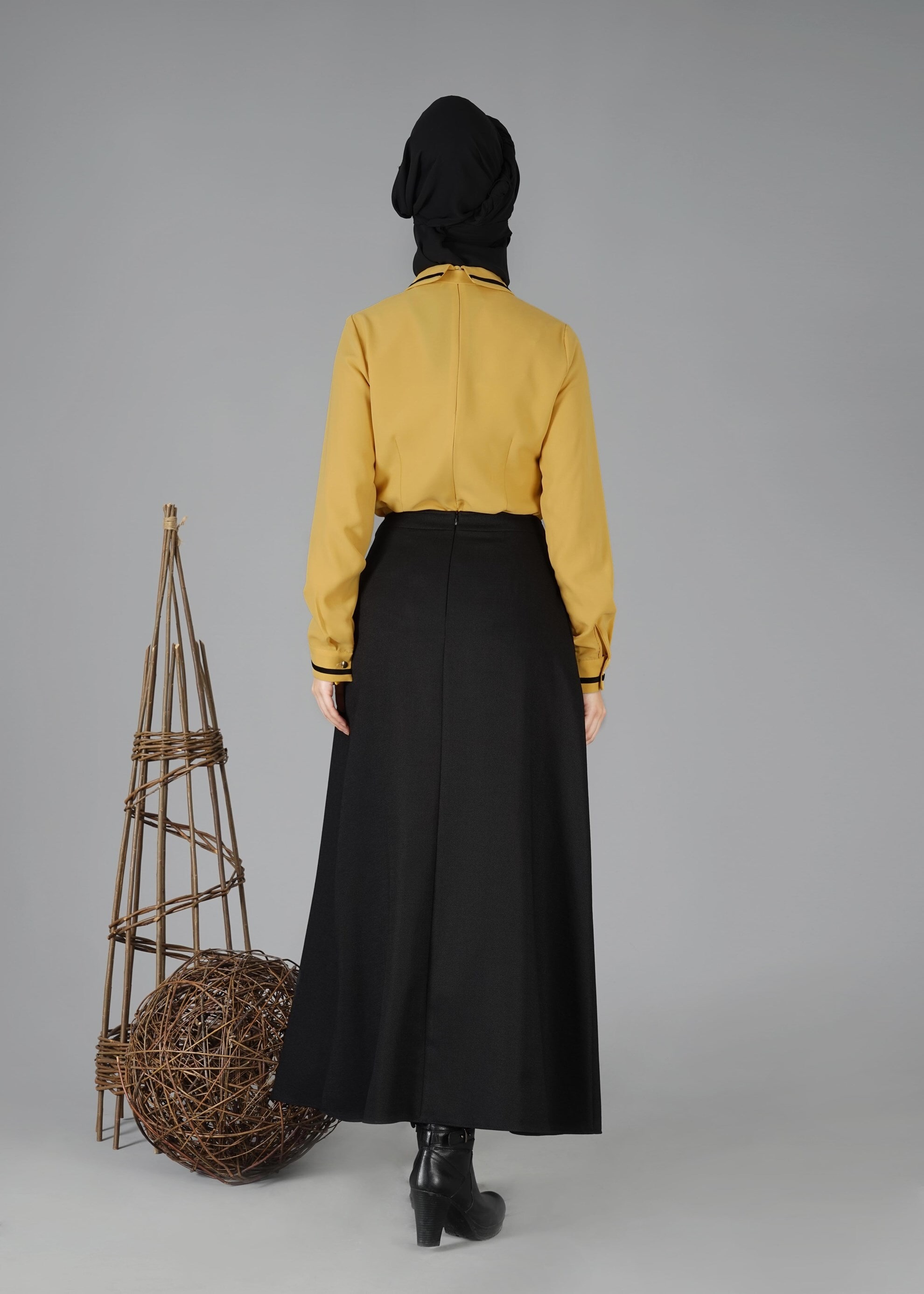 Tesettür giyim SARI YAKASI BAĞLAMALI BLUZ 4720 