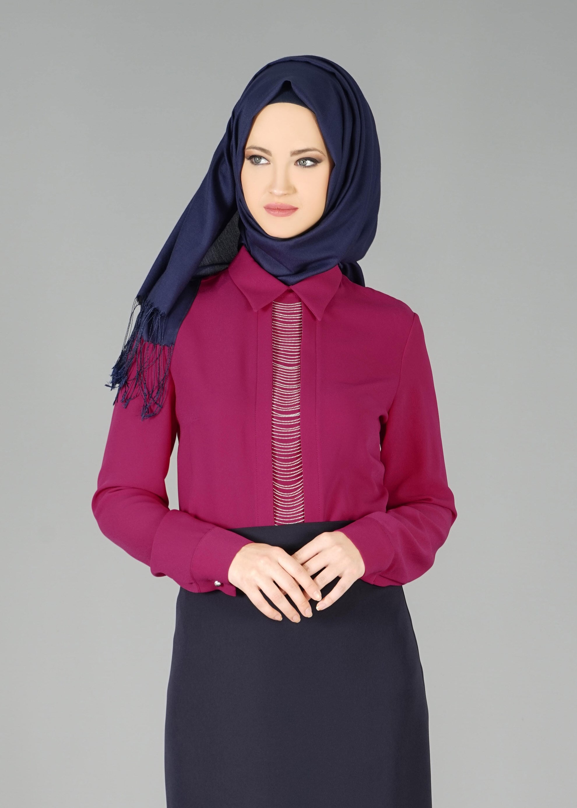 Tesettür giyim FUŞYA 4721 BLUZ