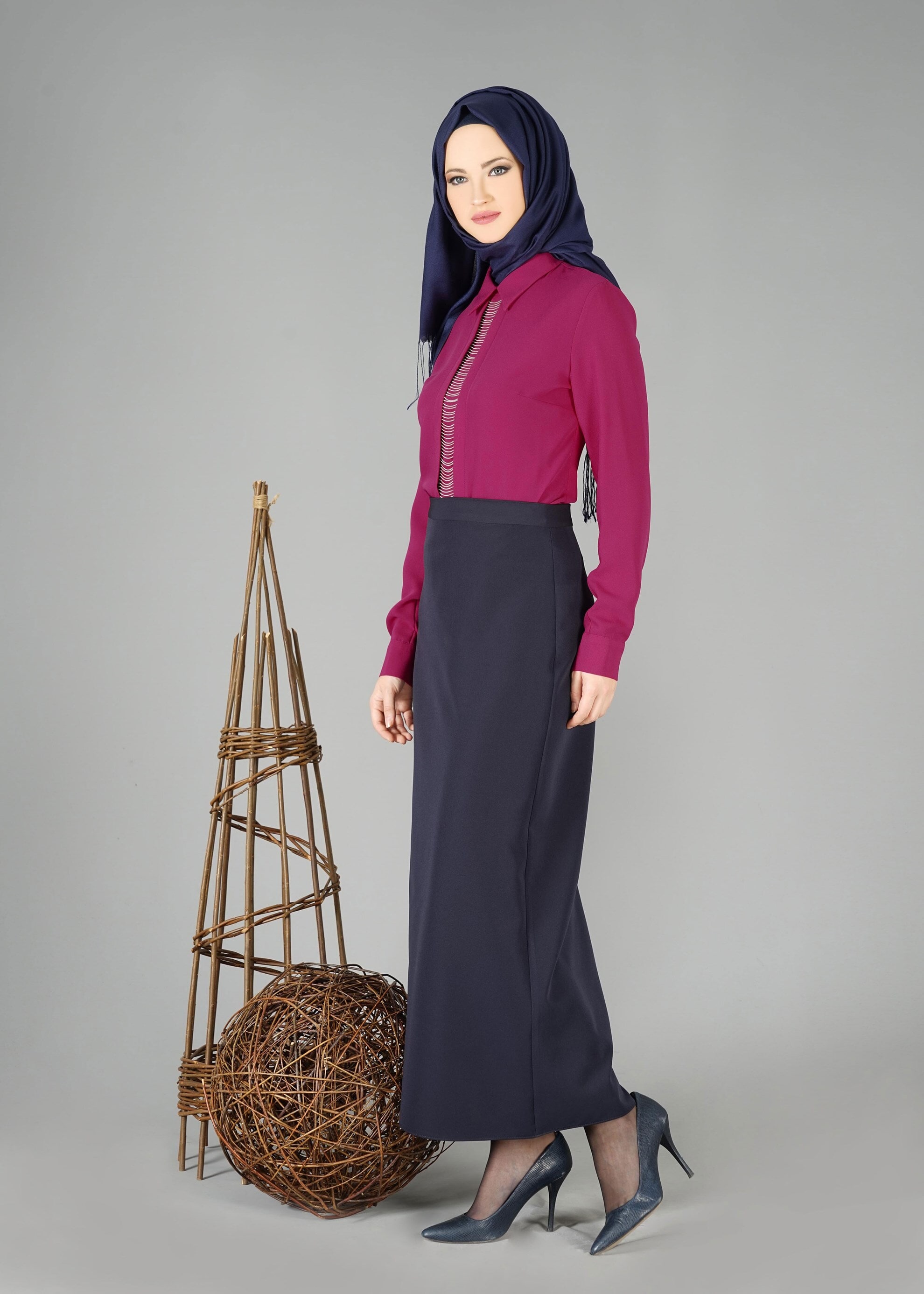 Tesettür giyim FUŞYA 4721 BLUZ