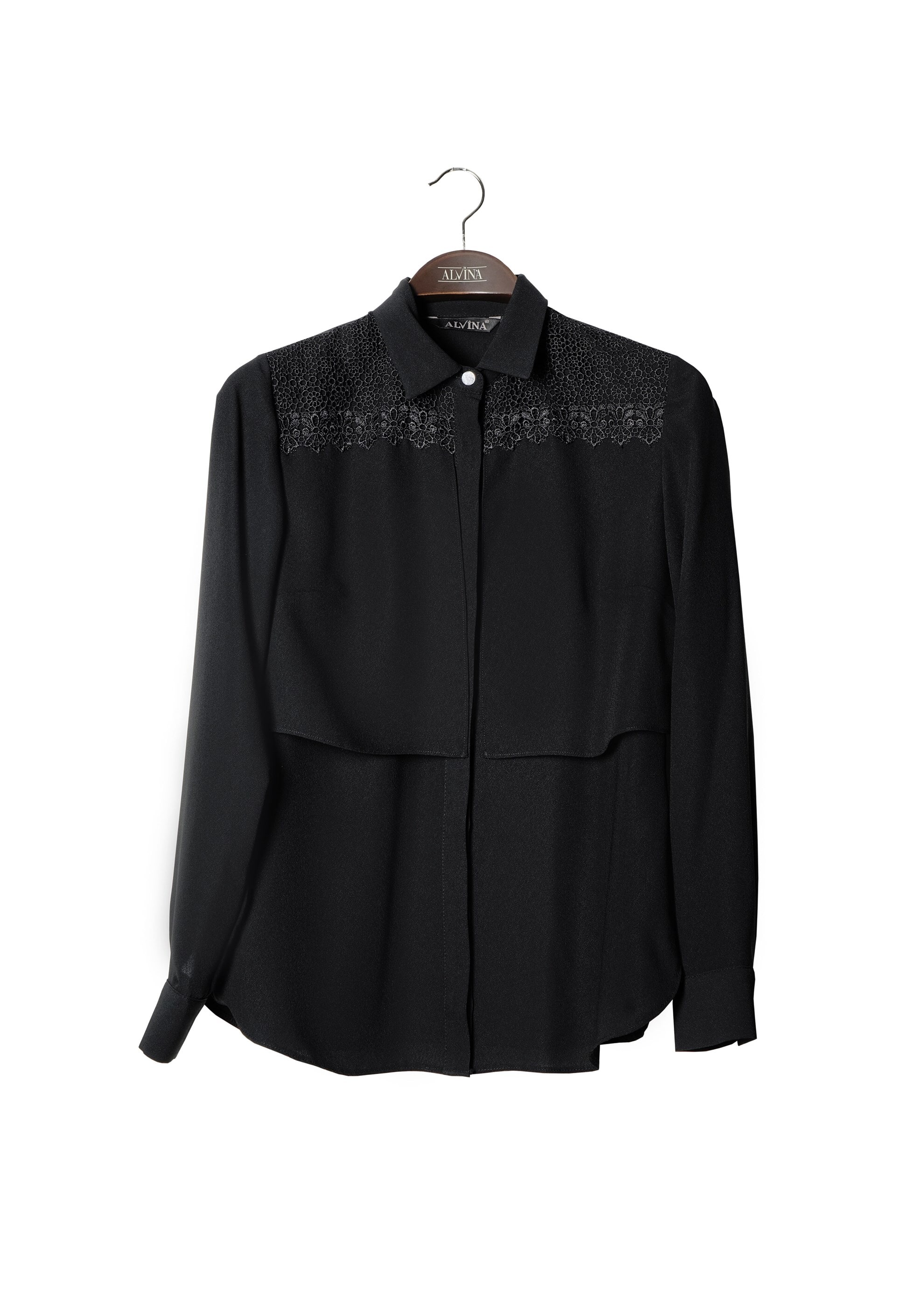 Tesettür giyim SİYAH GÜPÜR DETAYLI BLUZ 4746 