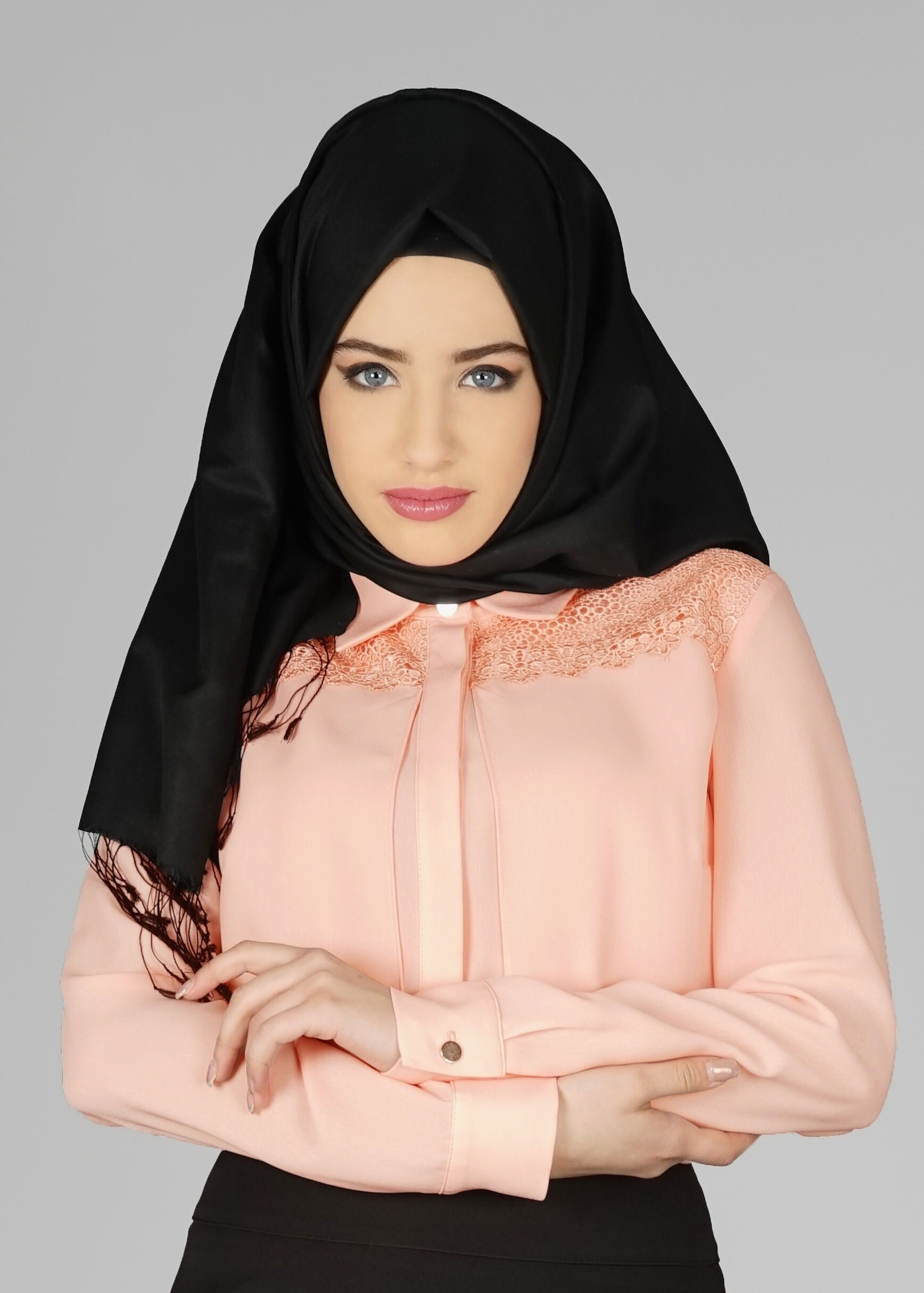 Tesettür giyim PUDRA GÜPÜR DETAYLI BLUZ 4746 