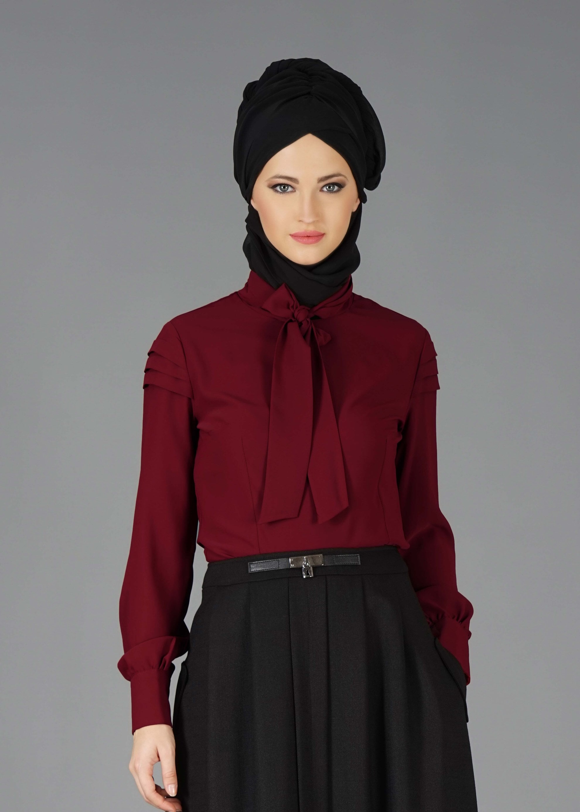 Tesettür giyim BORDO 4760 BLUZ