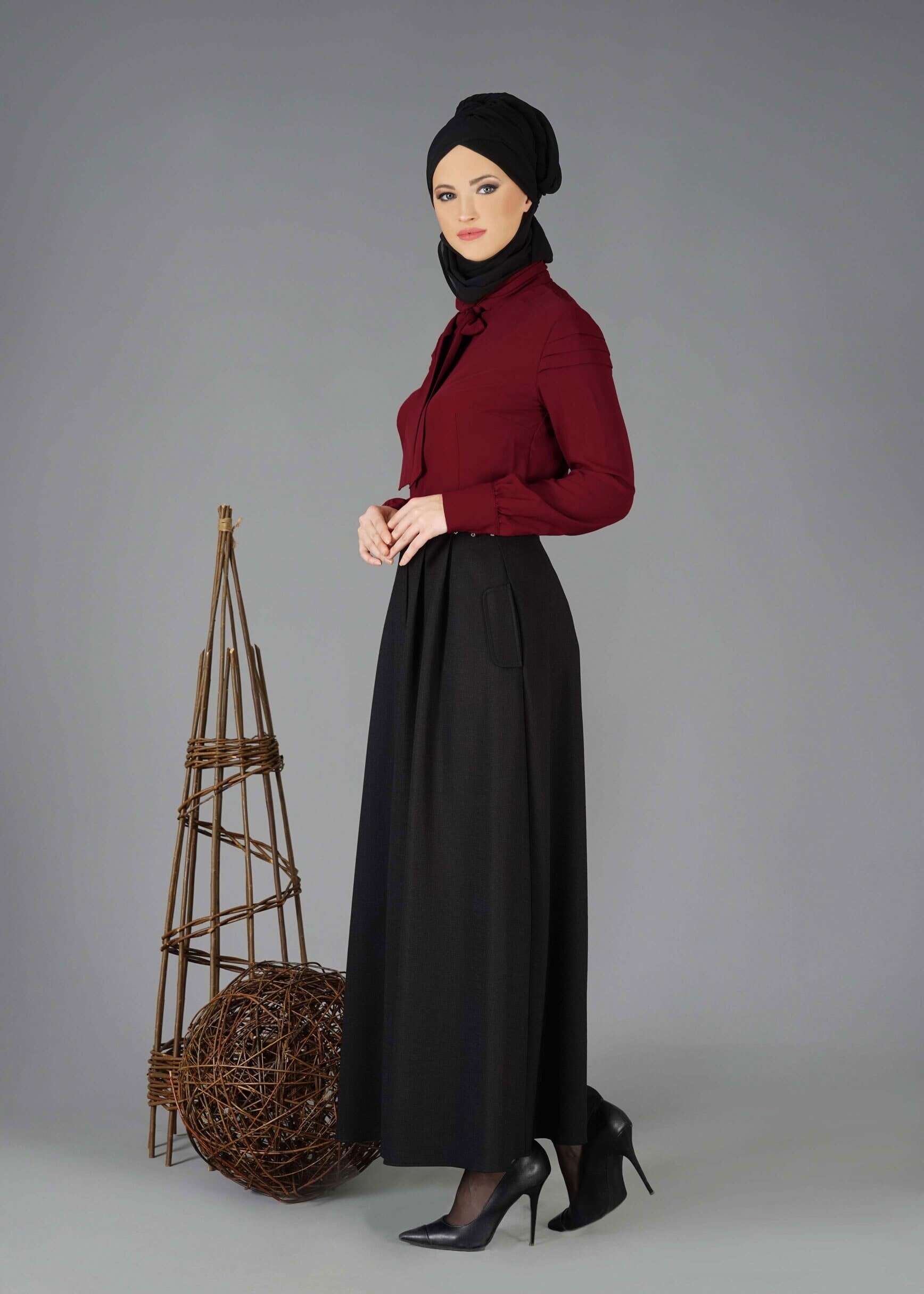 Tesettür giyim BORDO 4760 BLUZ