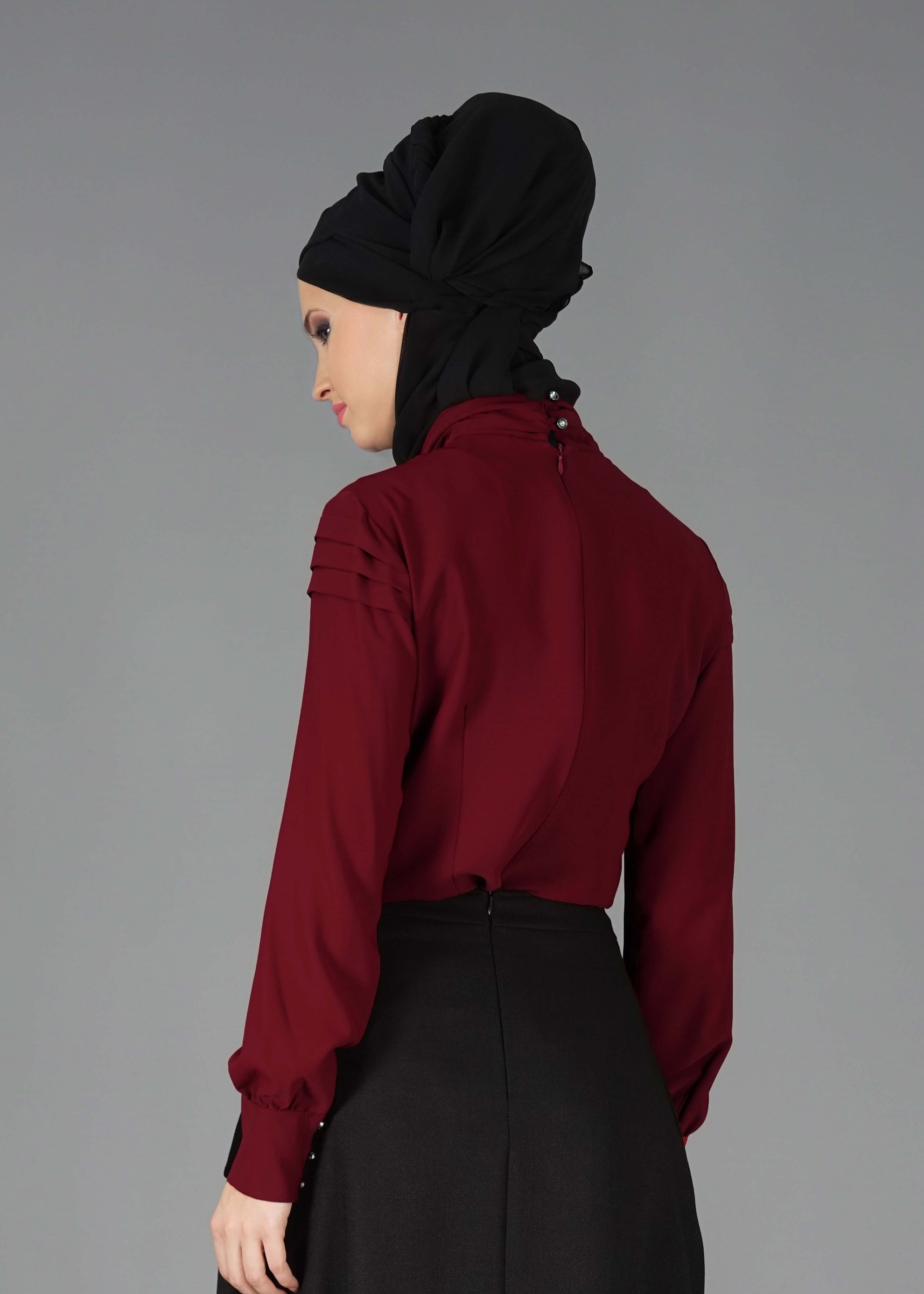 Tesettür giyim BORDO 4760 BLUZ