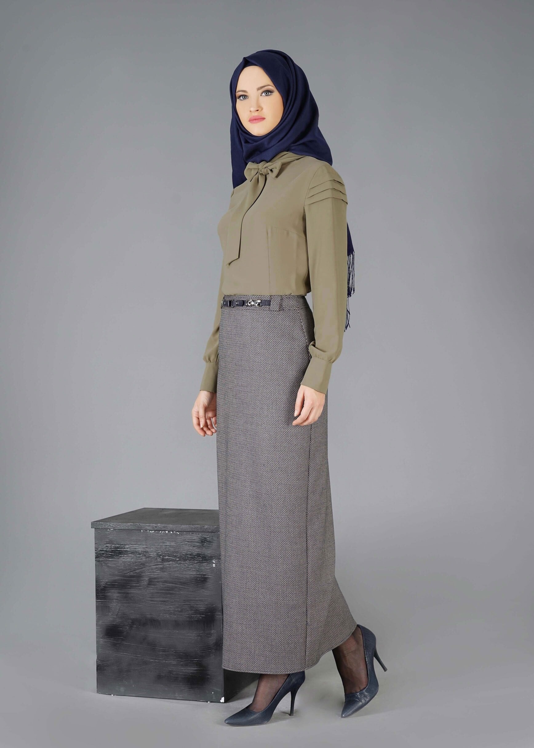 Tesettür giyim HAKİ 4760 BLUZ