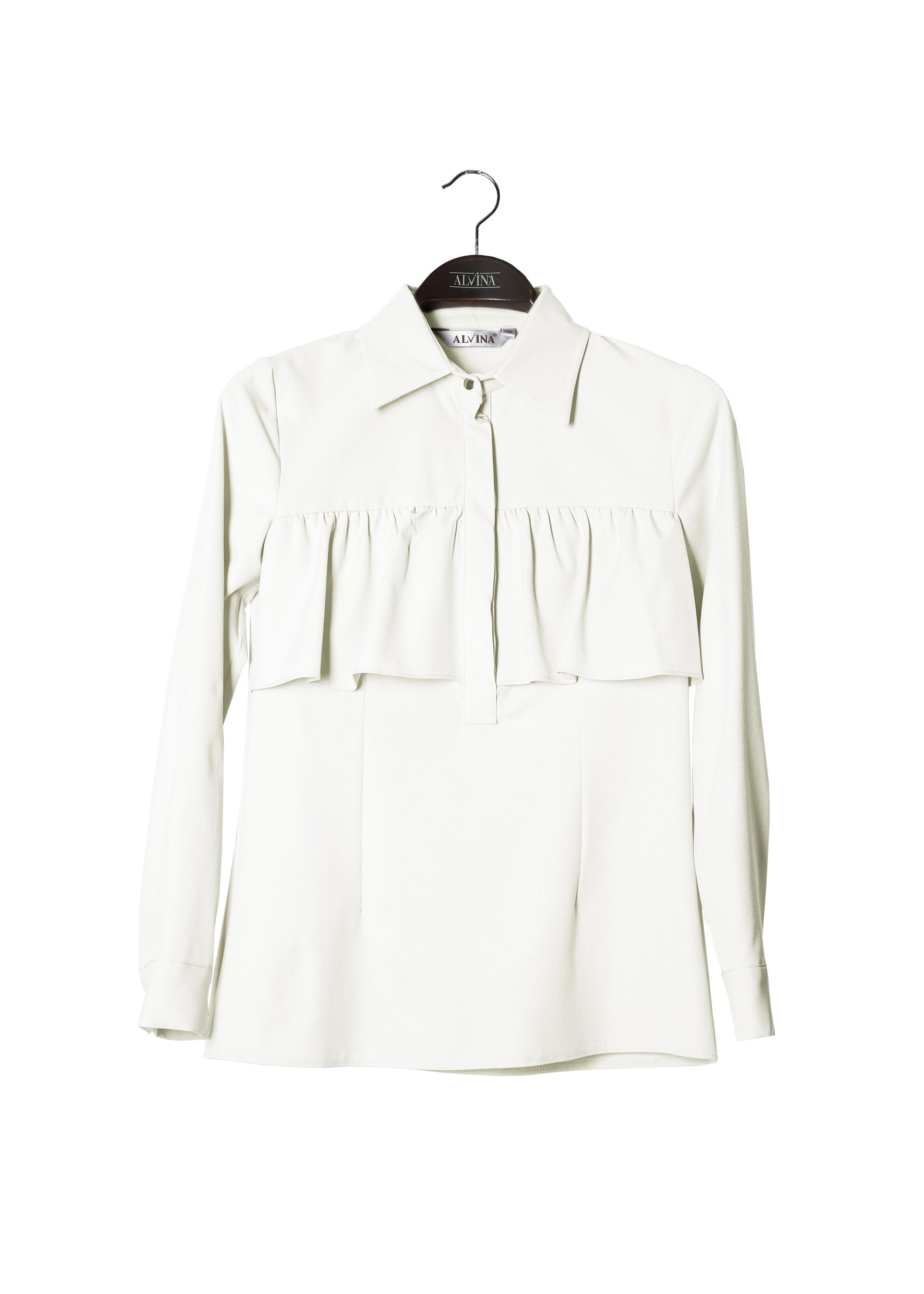 Tesettür giyim BEYAZ VOLAN DETAYLI BLUZ 4783 