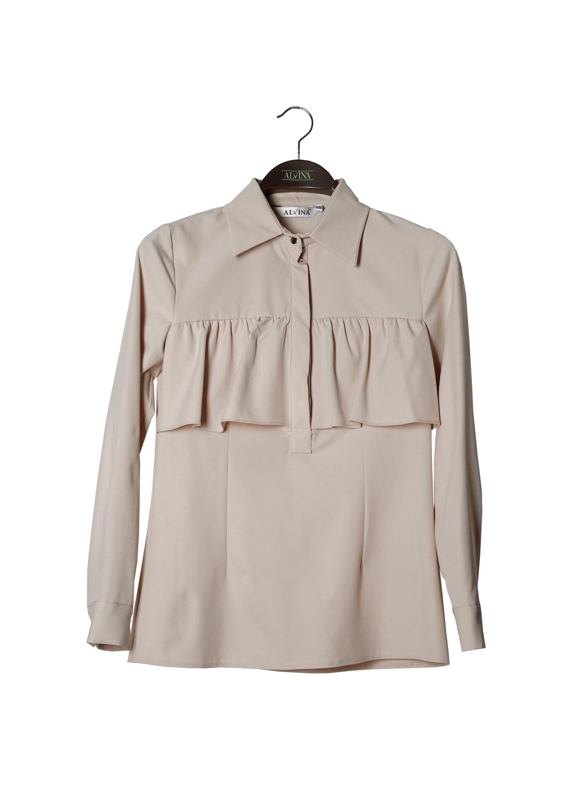 Tesettür giyim BEJ VOLAN DETAYLI BLUZ 4783 