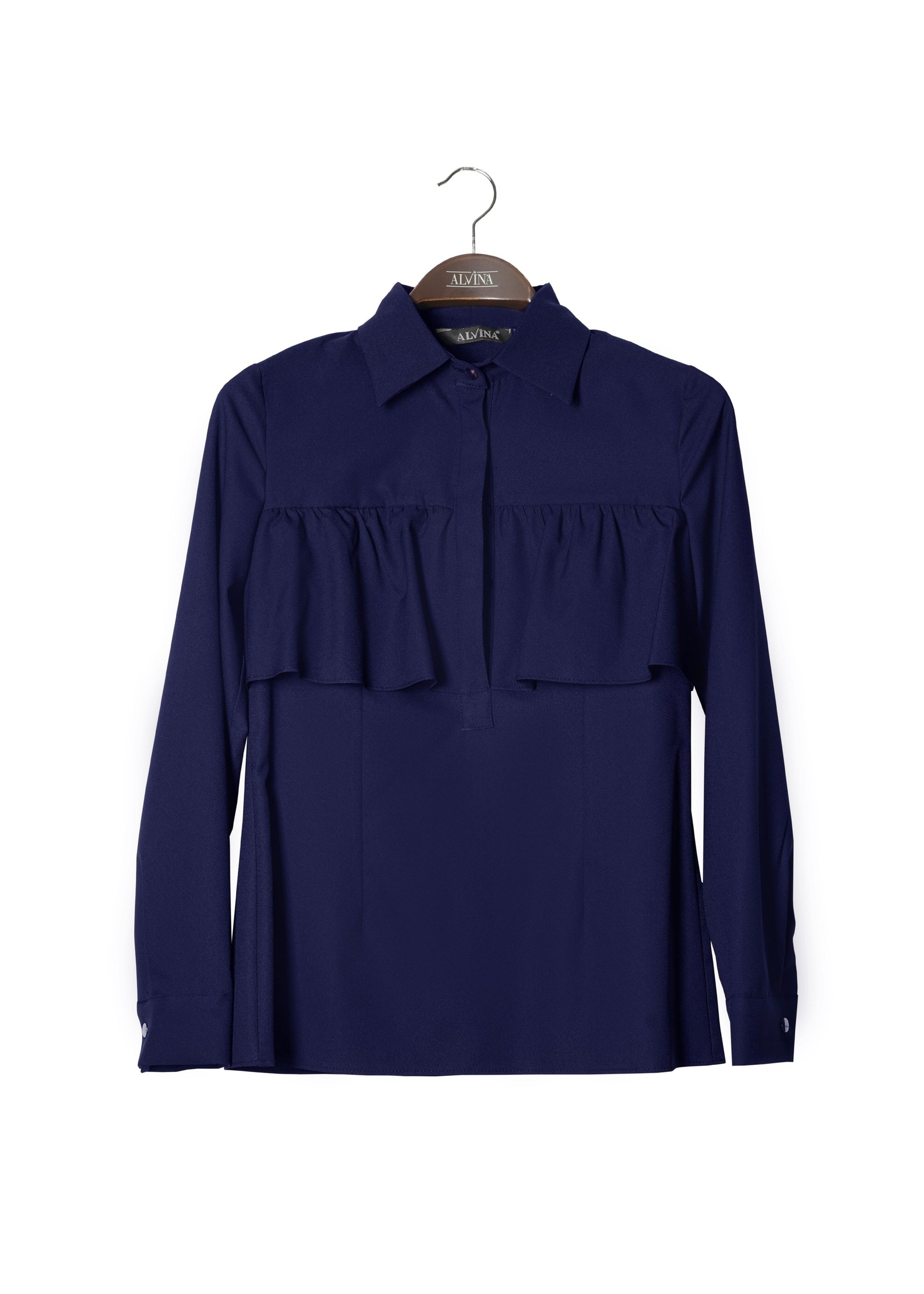 Tesettür giyim LACİVERT VOLAN DETAYLI BLUZ 4783 