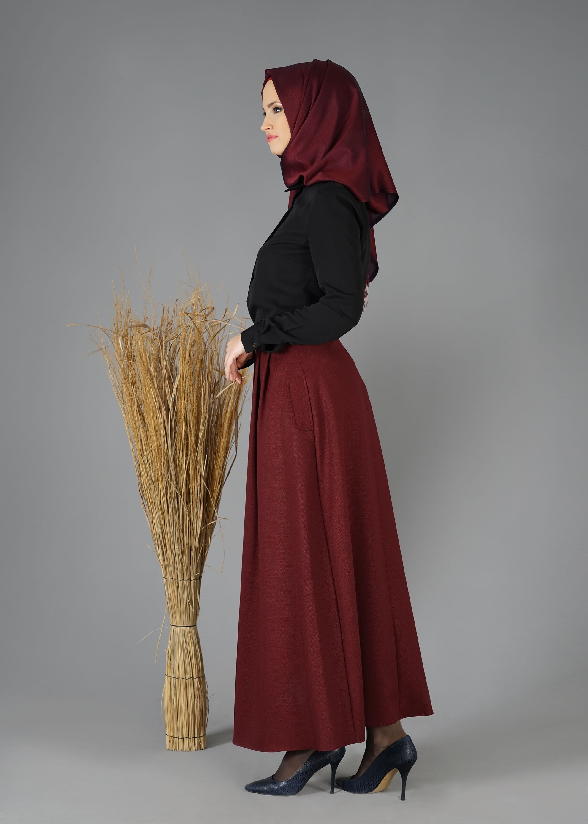 Tesettür giyim SİYAH GİZLİ DÜĞMELİ BLUZ 4793 