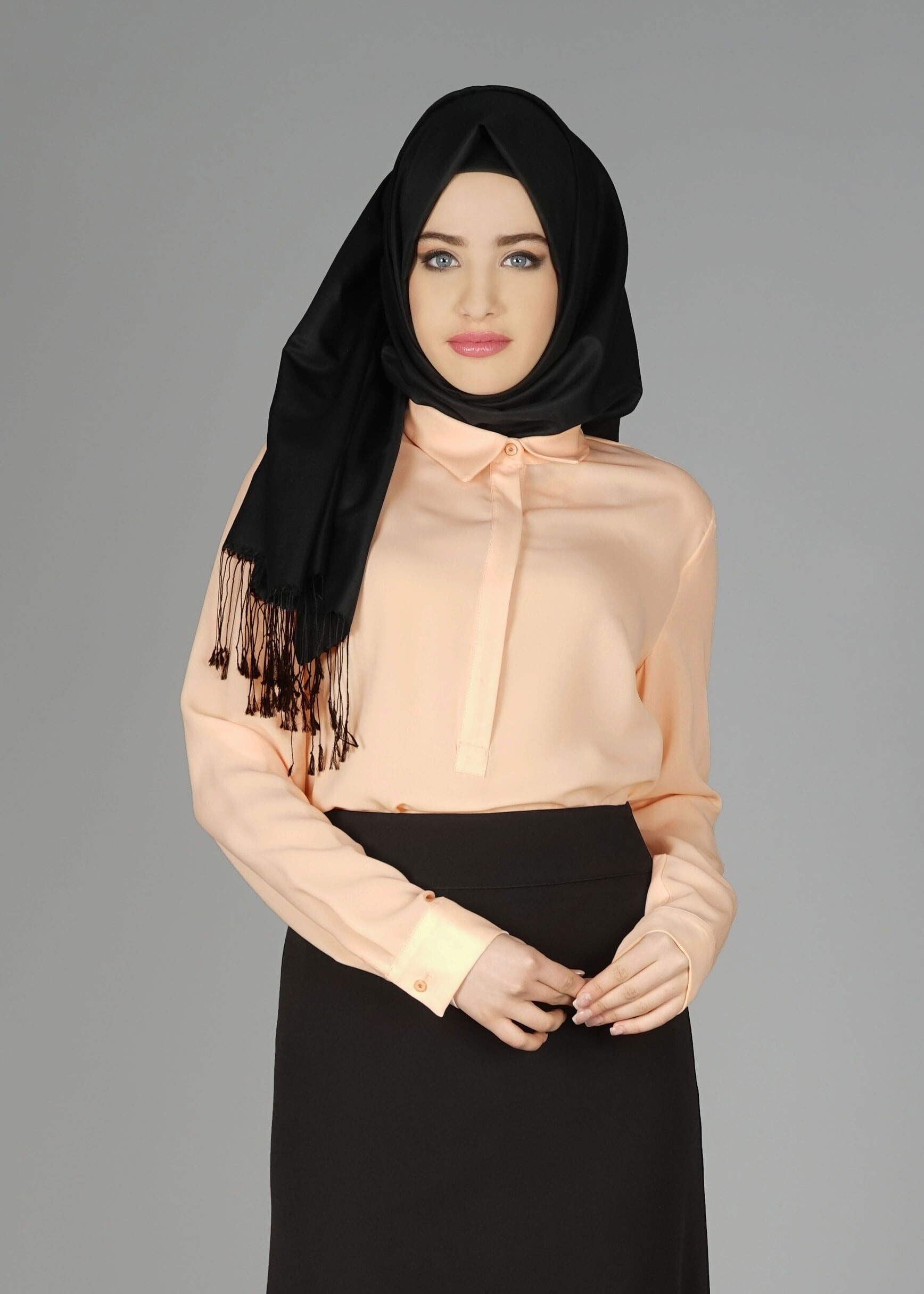 Tesettür giyim PEMBE GİZLİ DÜĞMELİ BLUZ 4793 