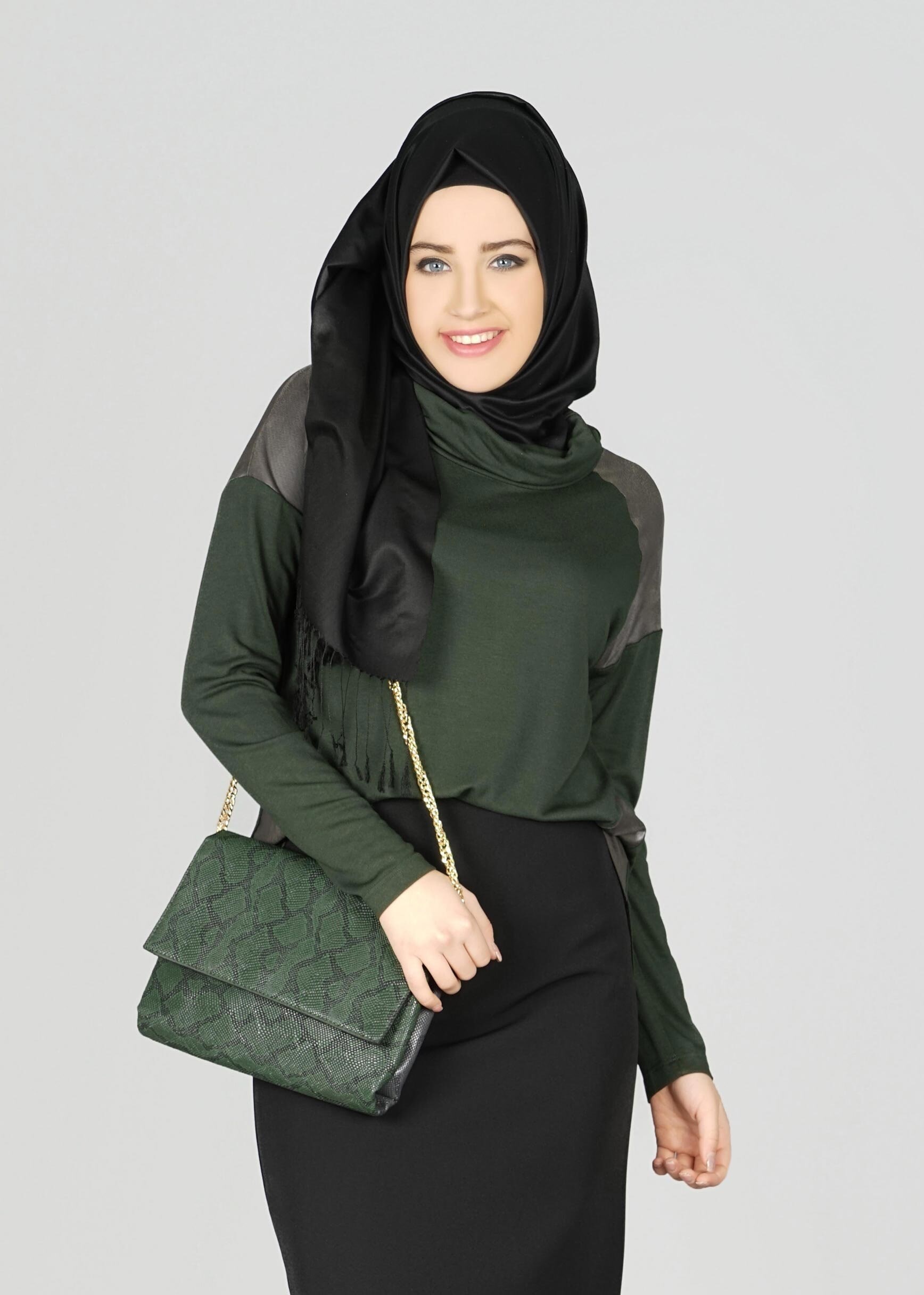 Tesettür giyim HAKİ 4982 BLUZ