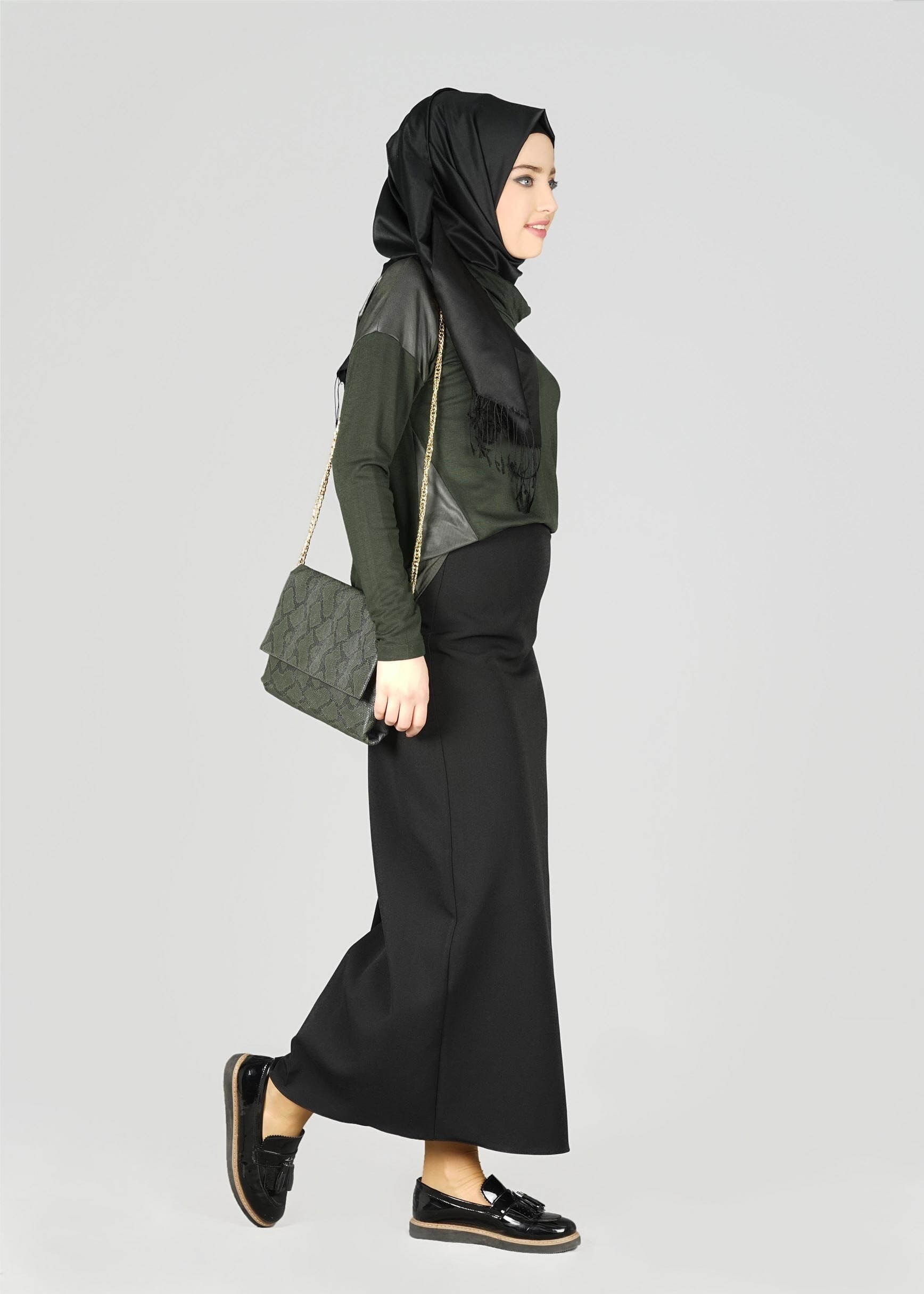 Tesettür giyim HAKİ 4982 BLUZ