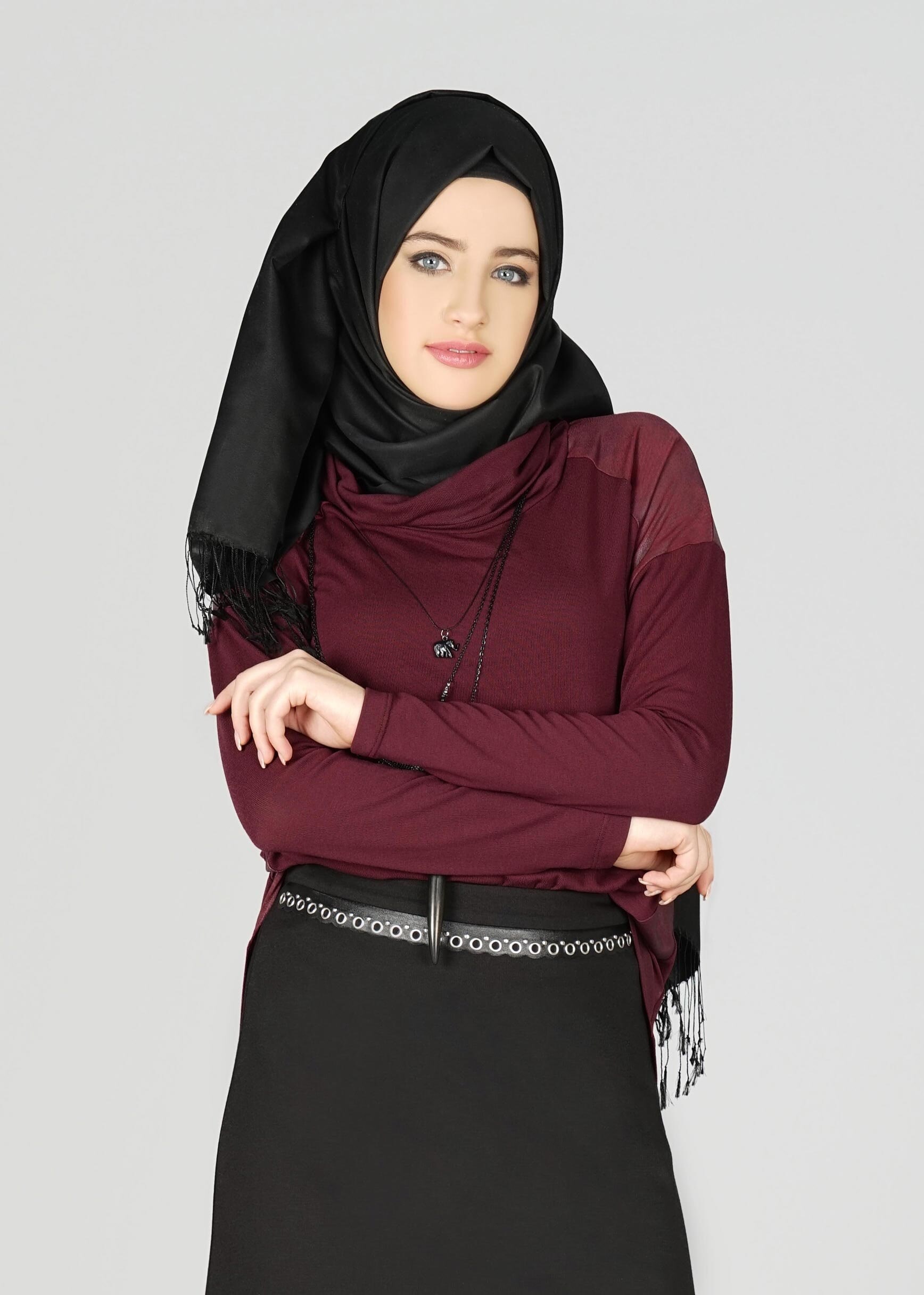 Tesettür giyim BORDO 4982 BLUZ