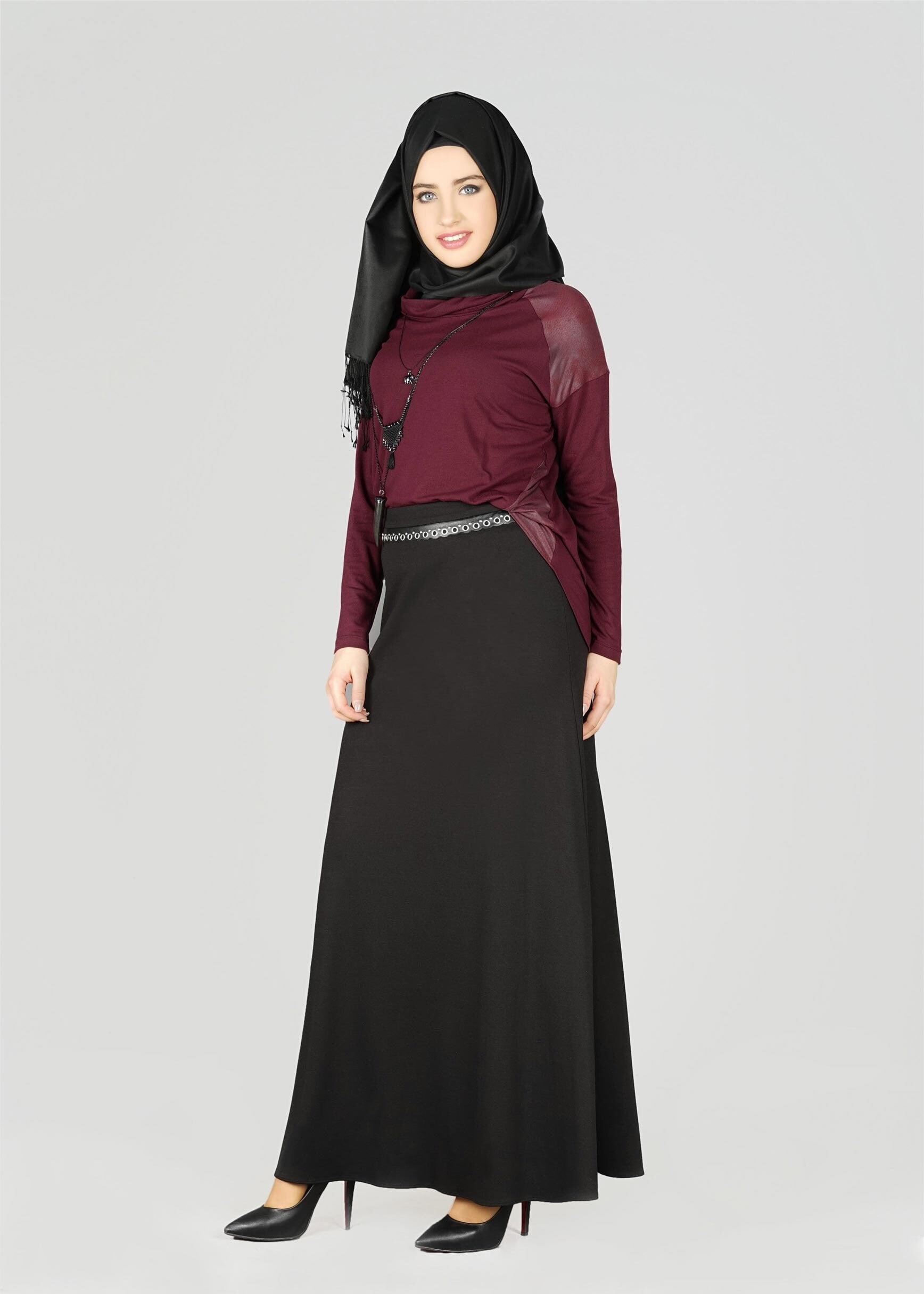 Tesettür giyim BORDO 4982 BLUZ