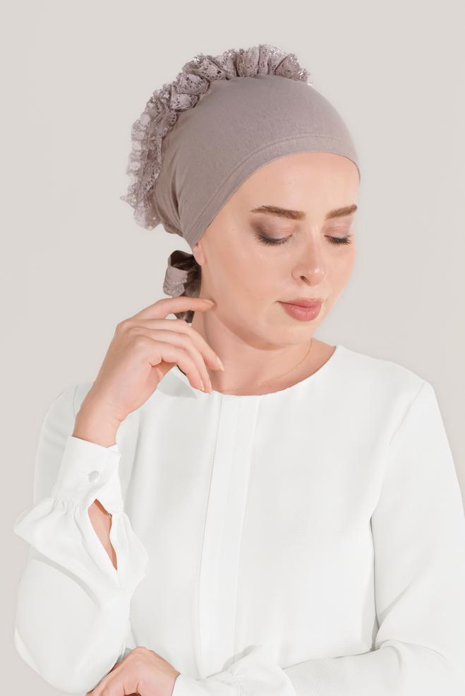 Vêtements hijab VISON BONNET 40090-1  - ALVİNA