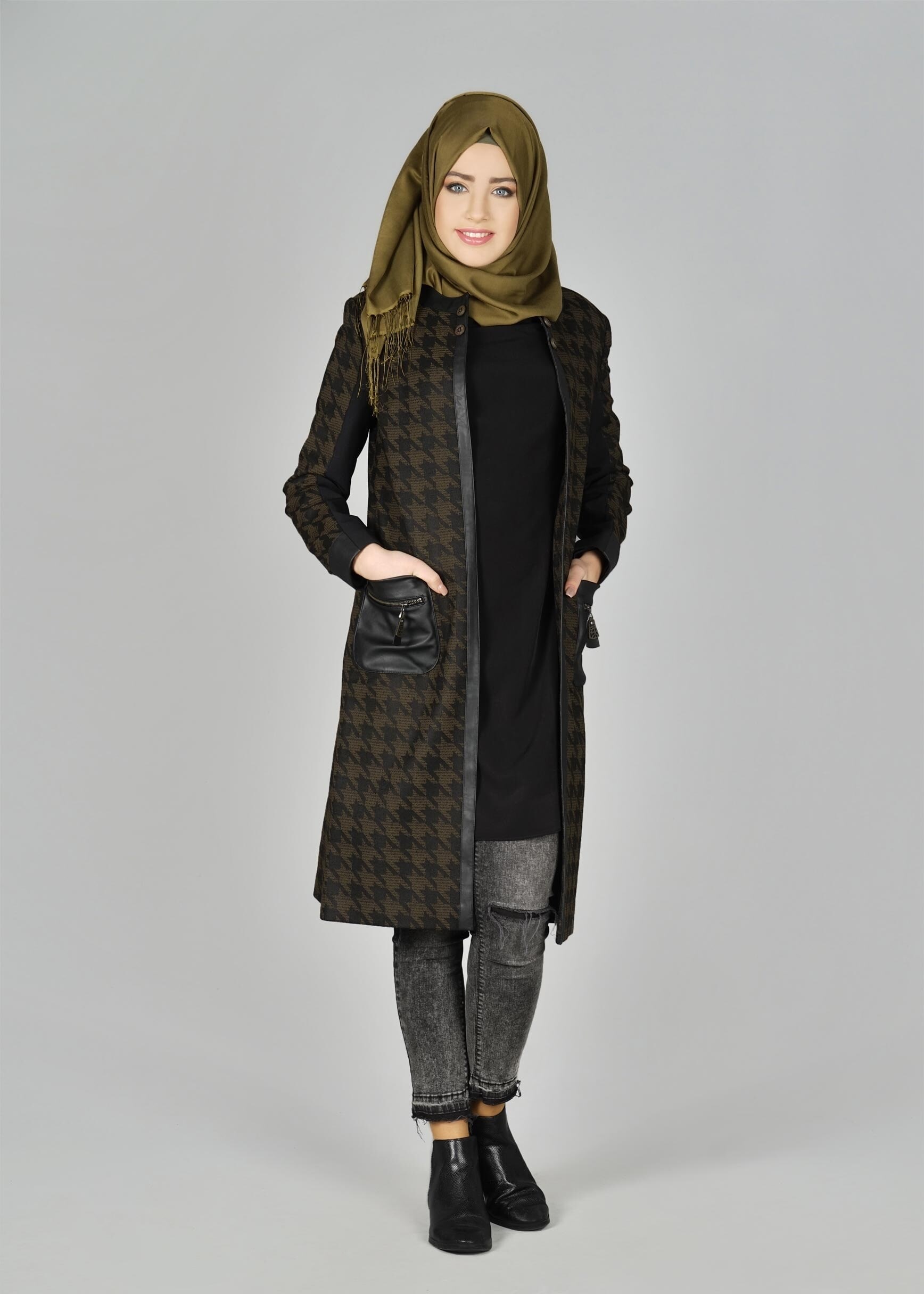Tesettür giyim HAKİ 4001 CEKET