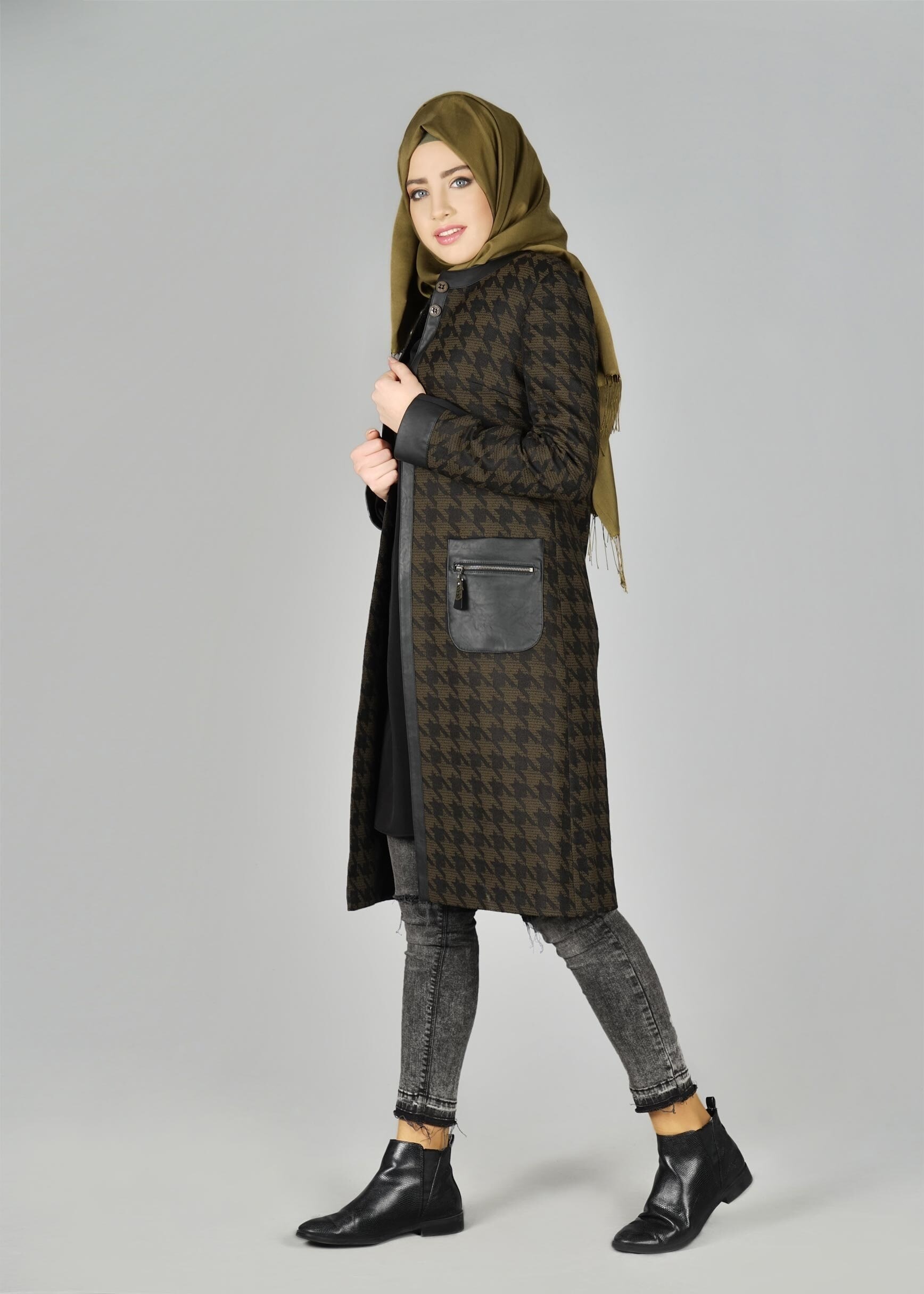 Tesettür giyim HAKİ 4001 CEKET