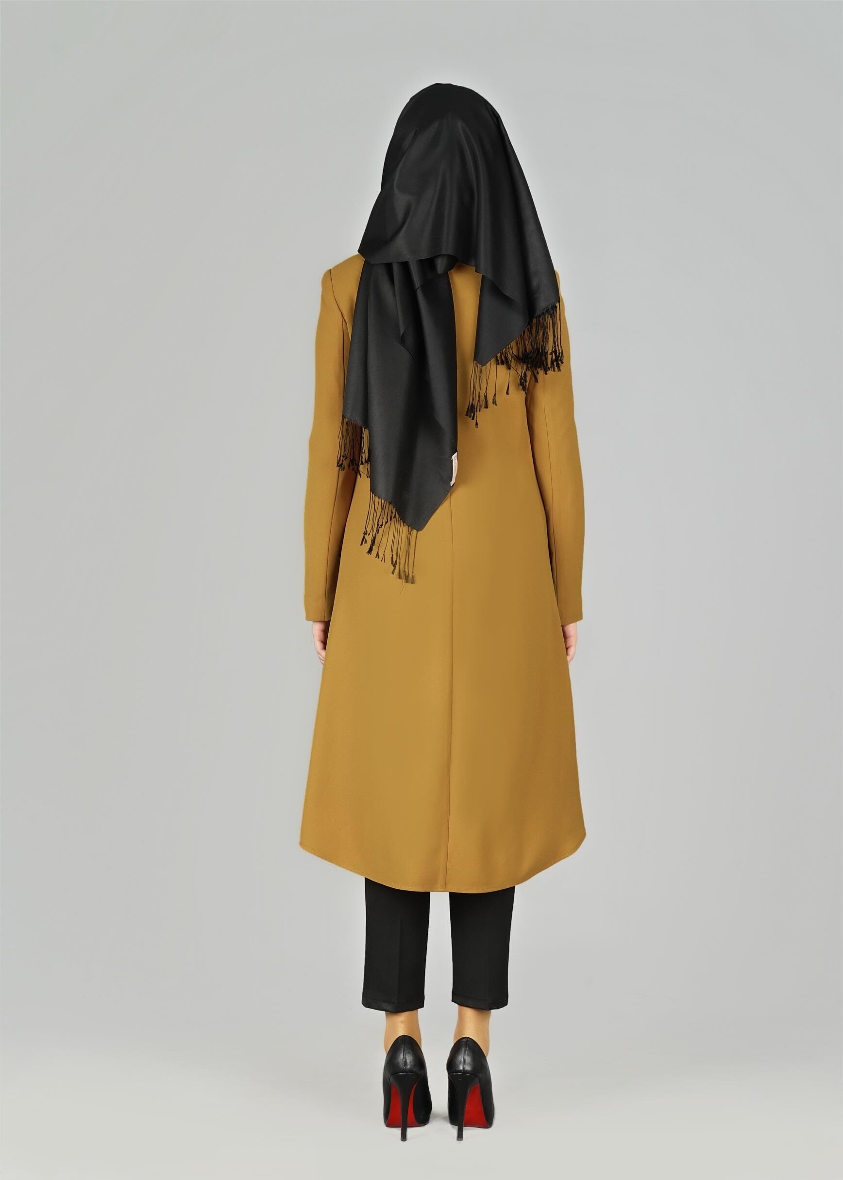 Tesettür giyim SARI DESENLİ CEKET 4045