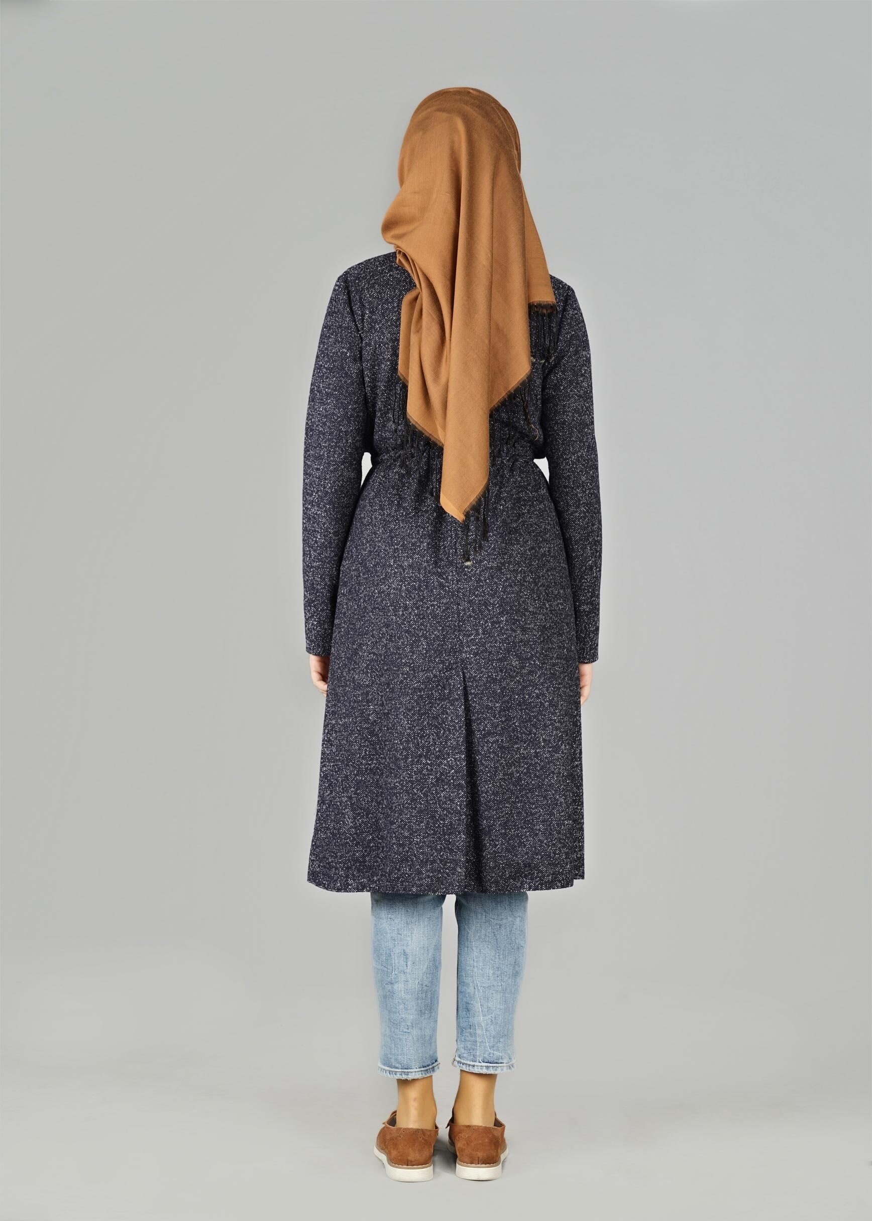 Tesettür giyim LACİVERT BELİ BÜZGÜLÜ CEKET 4064