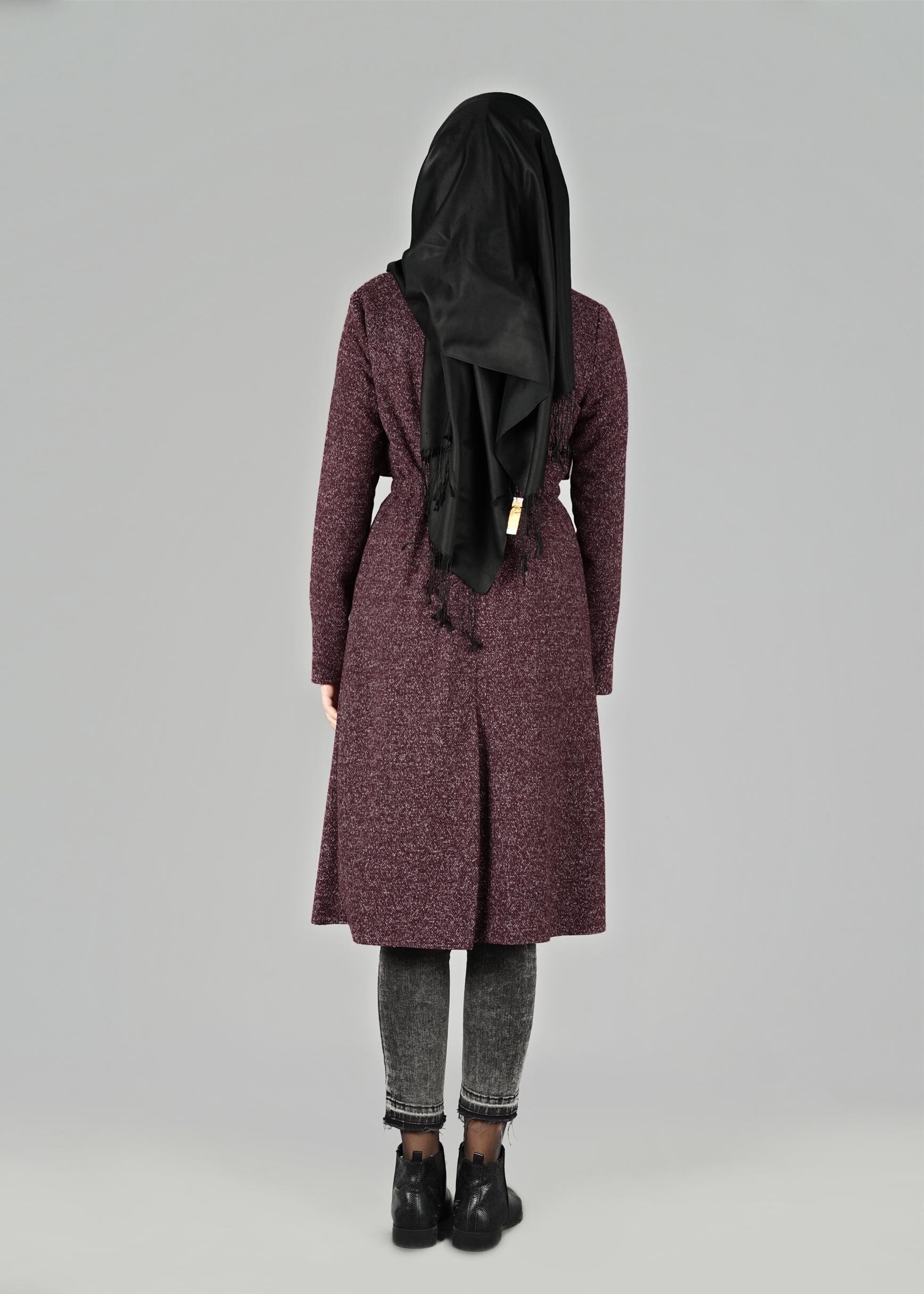 Tesettür giyim MÜRDÜM BELİ BÜZGÜLÜ CEKET 4064