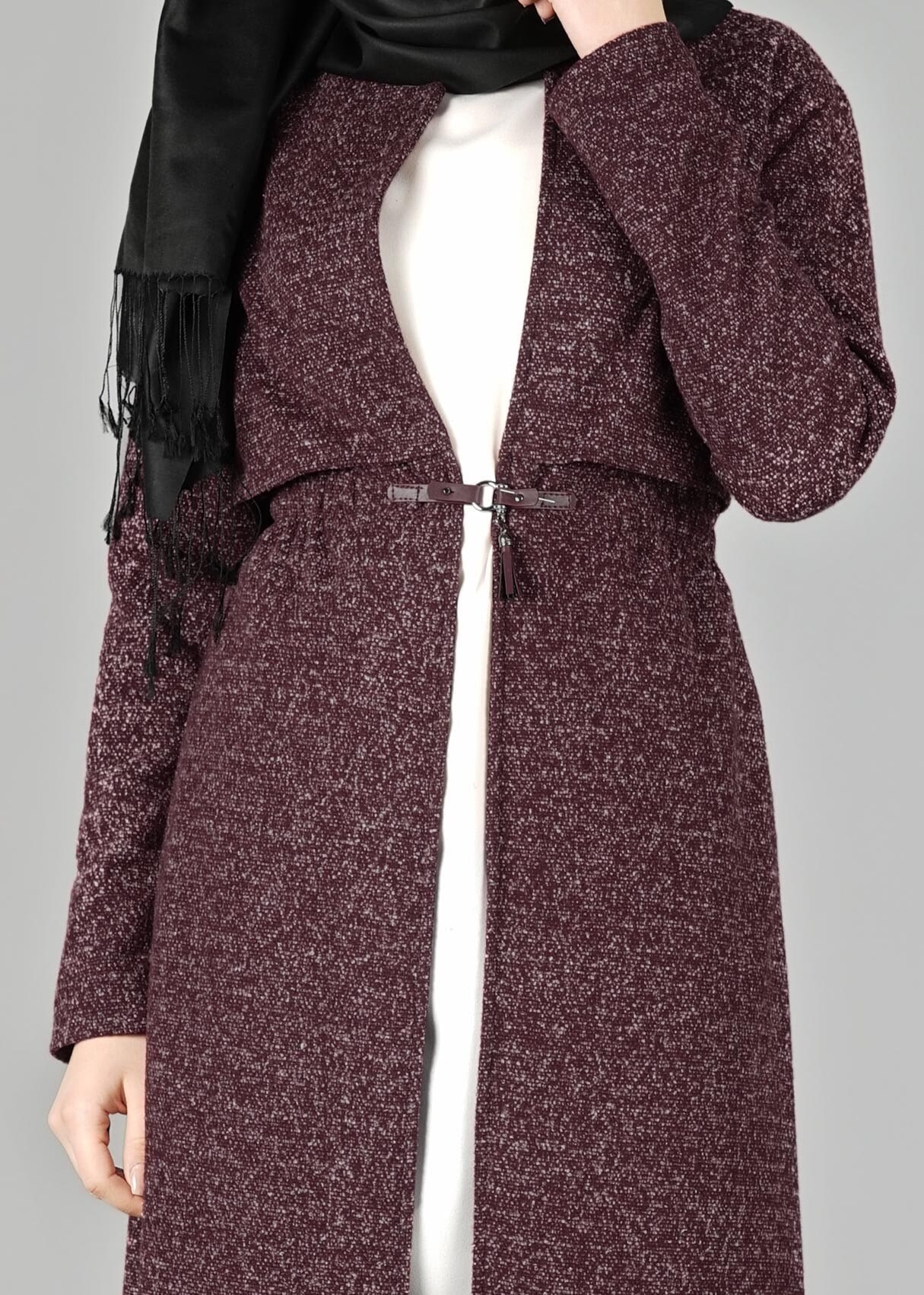 Tesettür giyim MÜRDÜM BELİ BÜZGÜLÜ CEKET 4064