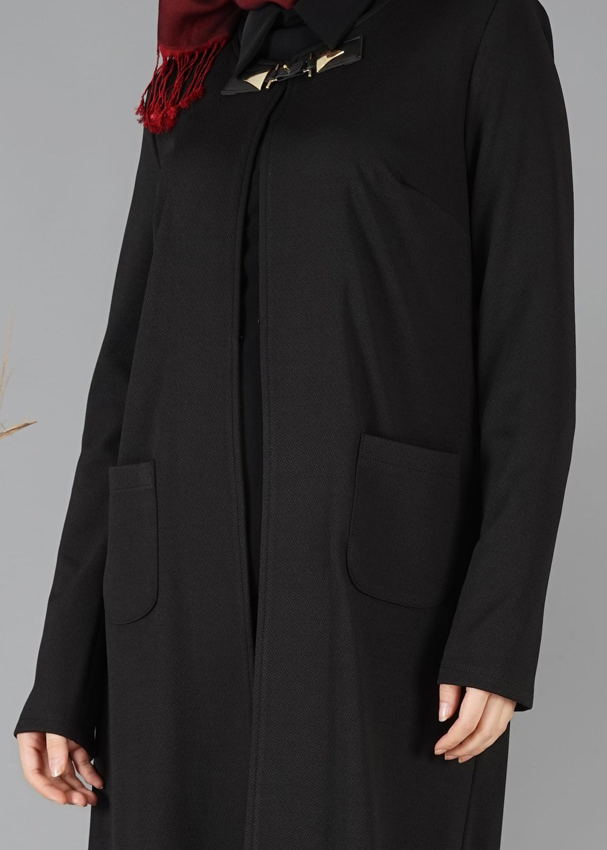 Tesettür giyim SİYAH CEPLİ DÜZ CEKET 4756