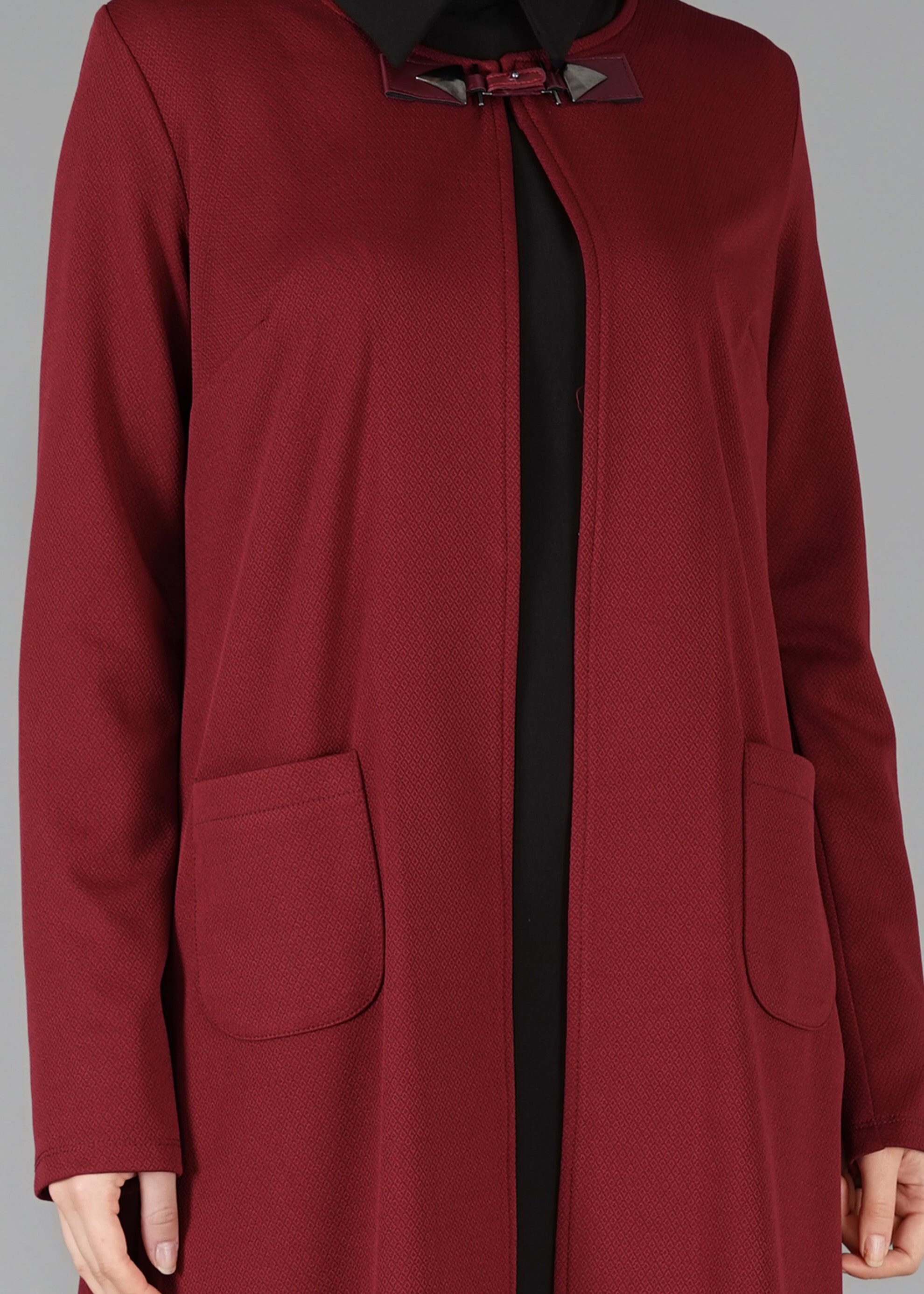 Tesettür giyim BORDO CEPLİ DÜZ CEKET 4756