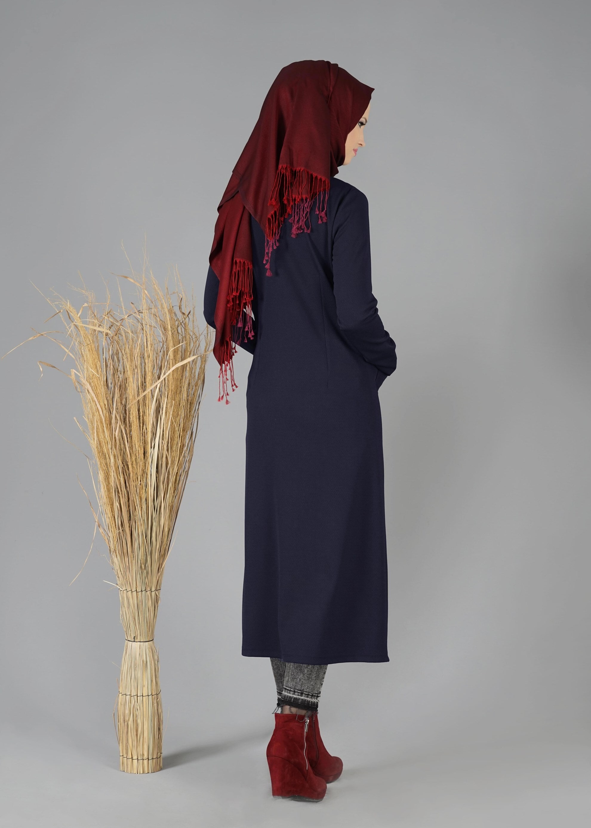 Tesettür giyim LACİVERT CEPLİ DÜZ CEKET 4756