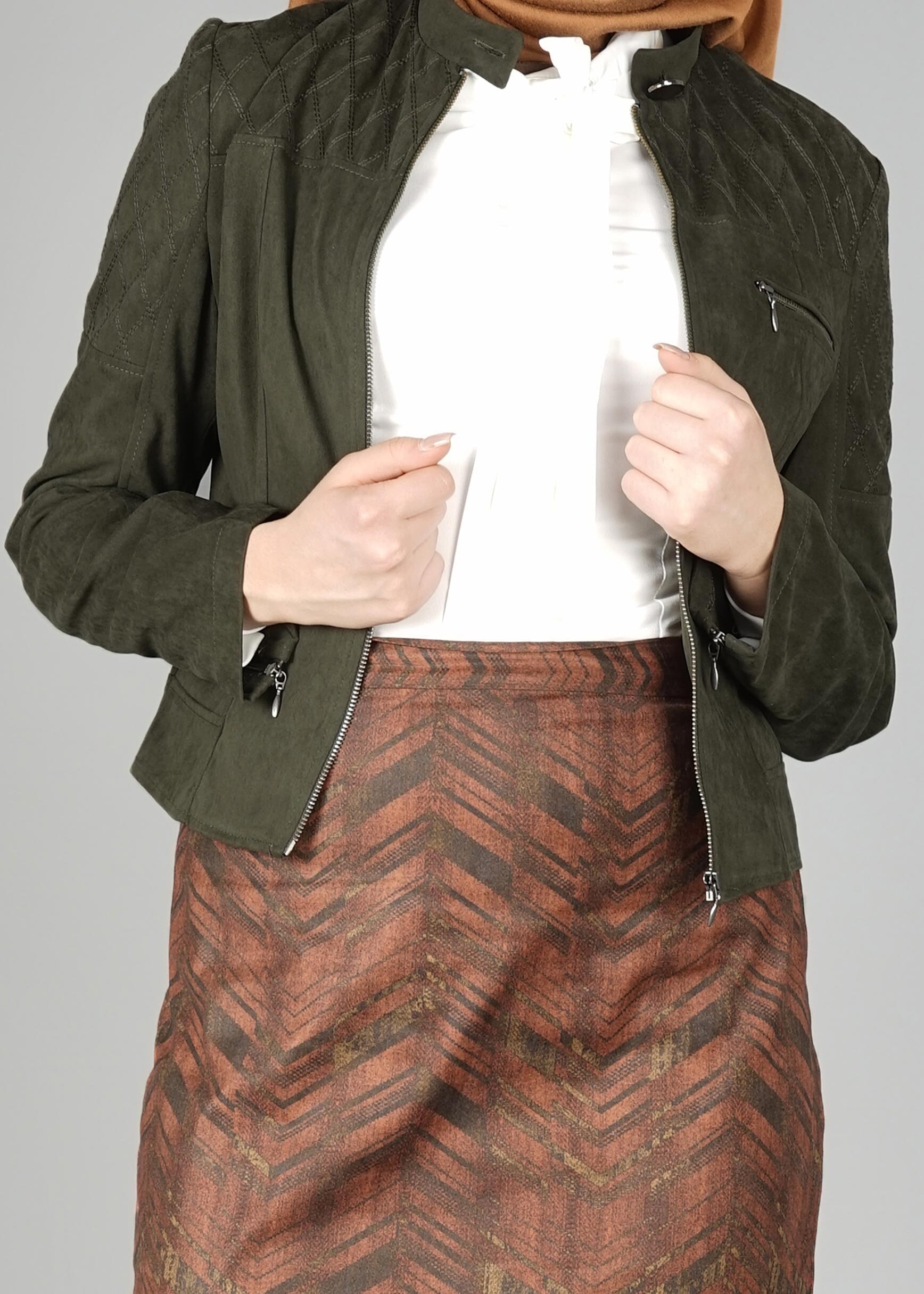 Tesettür giyim HAKİ 4825 CEKET