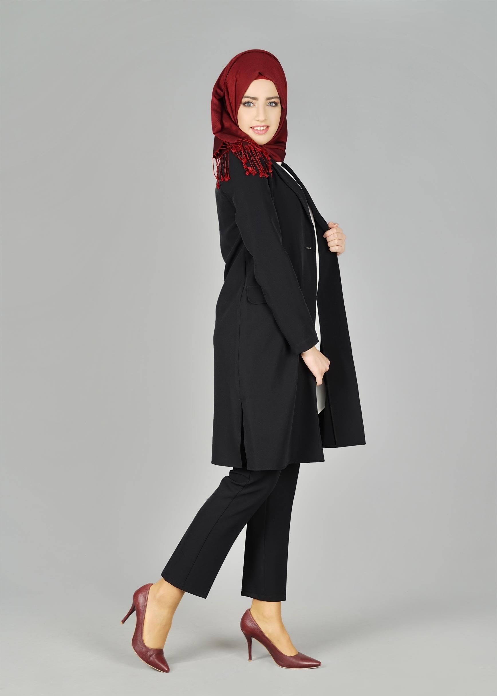 Tesettür giyim SİYAH CEP DETAYLI KLASİK CEKET 4896