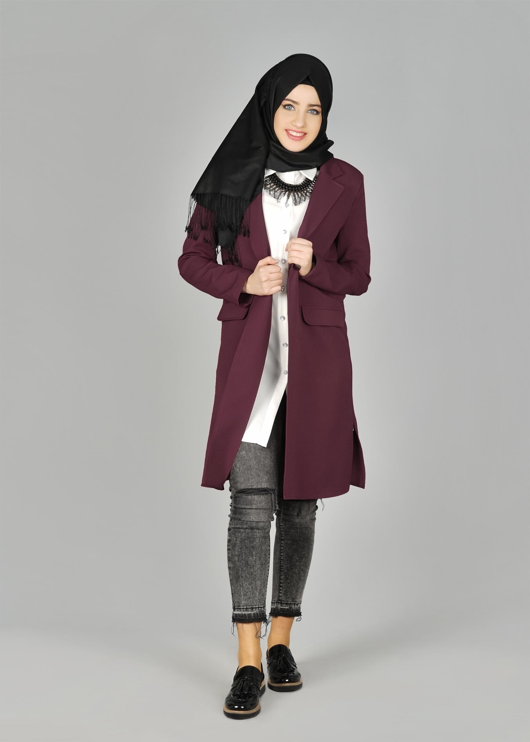 Tesettür giyim MÜRDÜM CEP DETAYLI KLASİK CEKET 4896