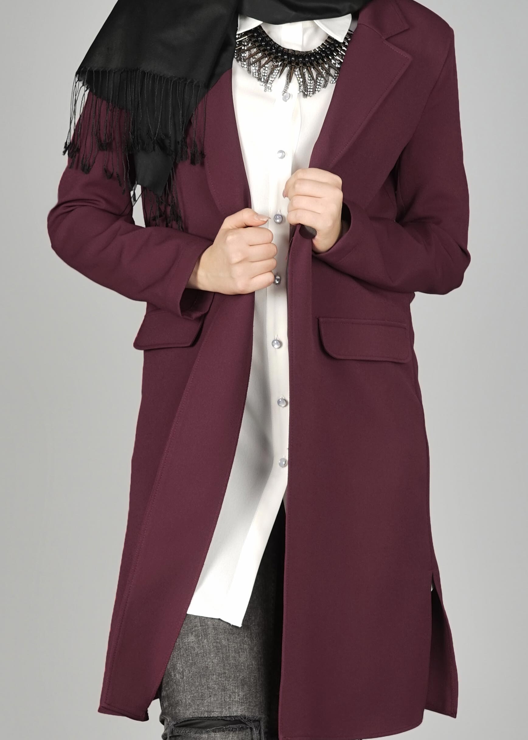 Tesettür giyim MÜRDÜM CEP DETAYLI KLASİK CEKET 4896