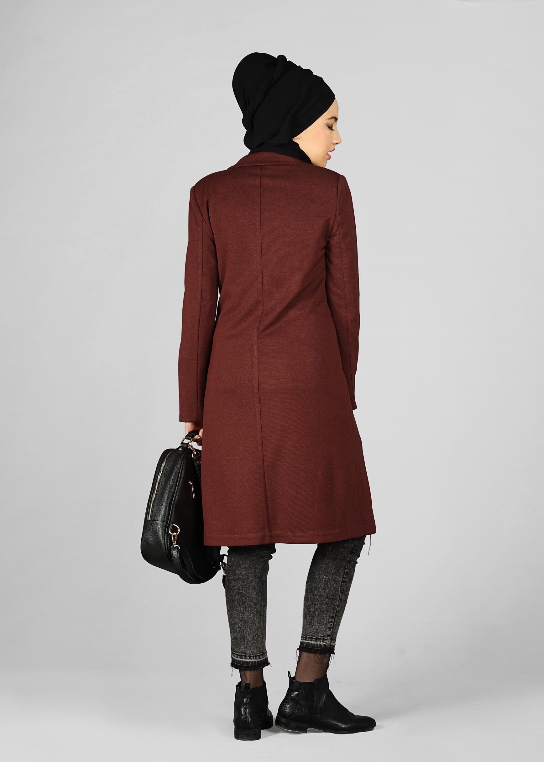 Tesettür giyim BORDO ARMALI CEPLİ CEKET 4899