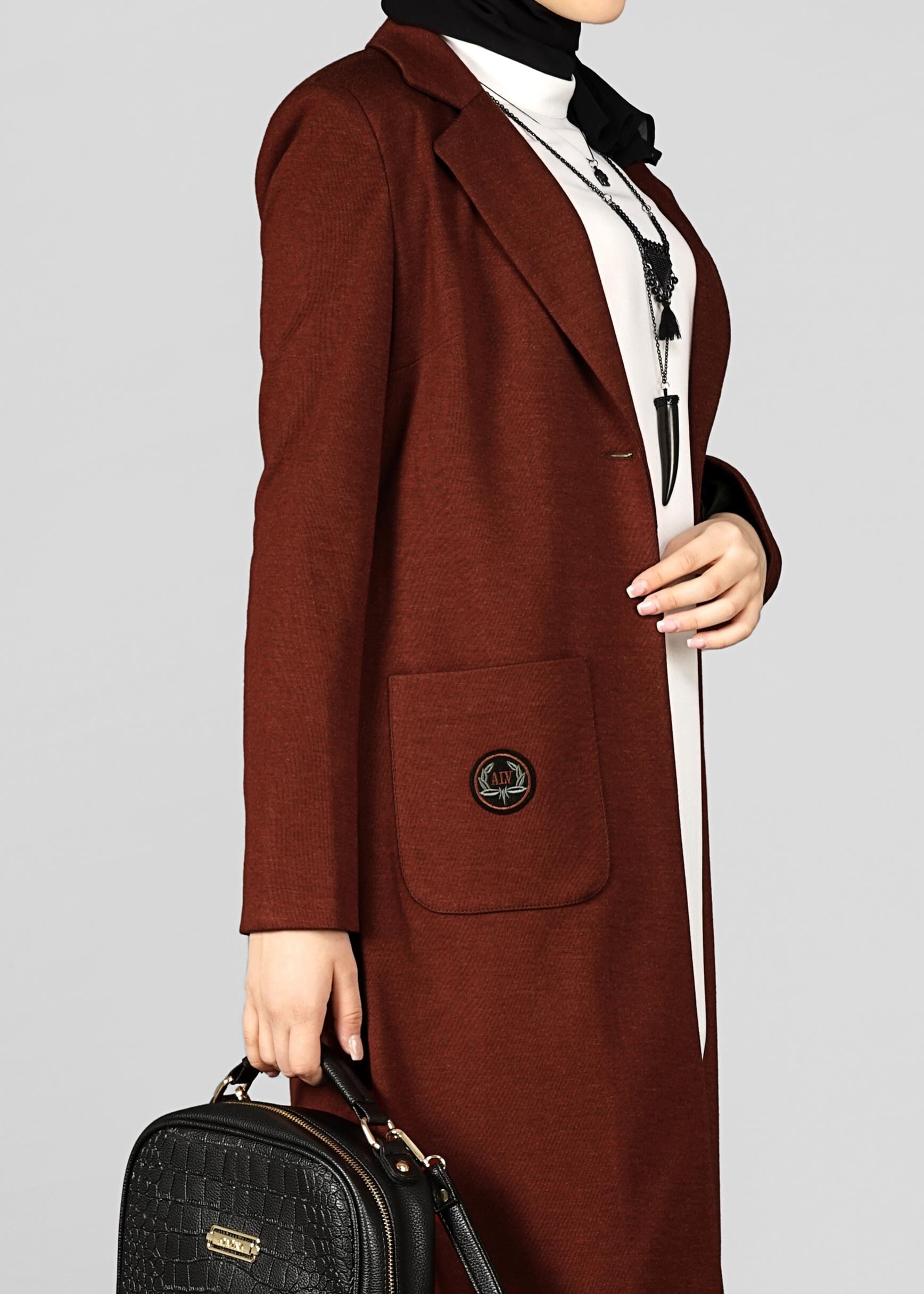 Tesettür giyim BORDO ARMALI CEPLİ CEKET 4899