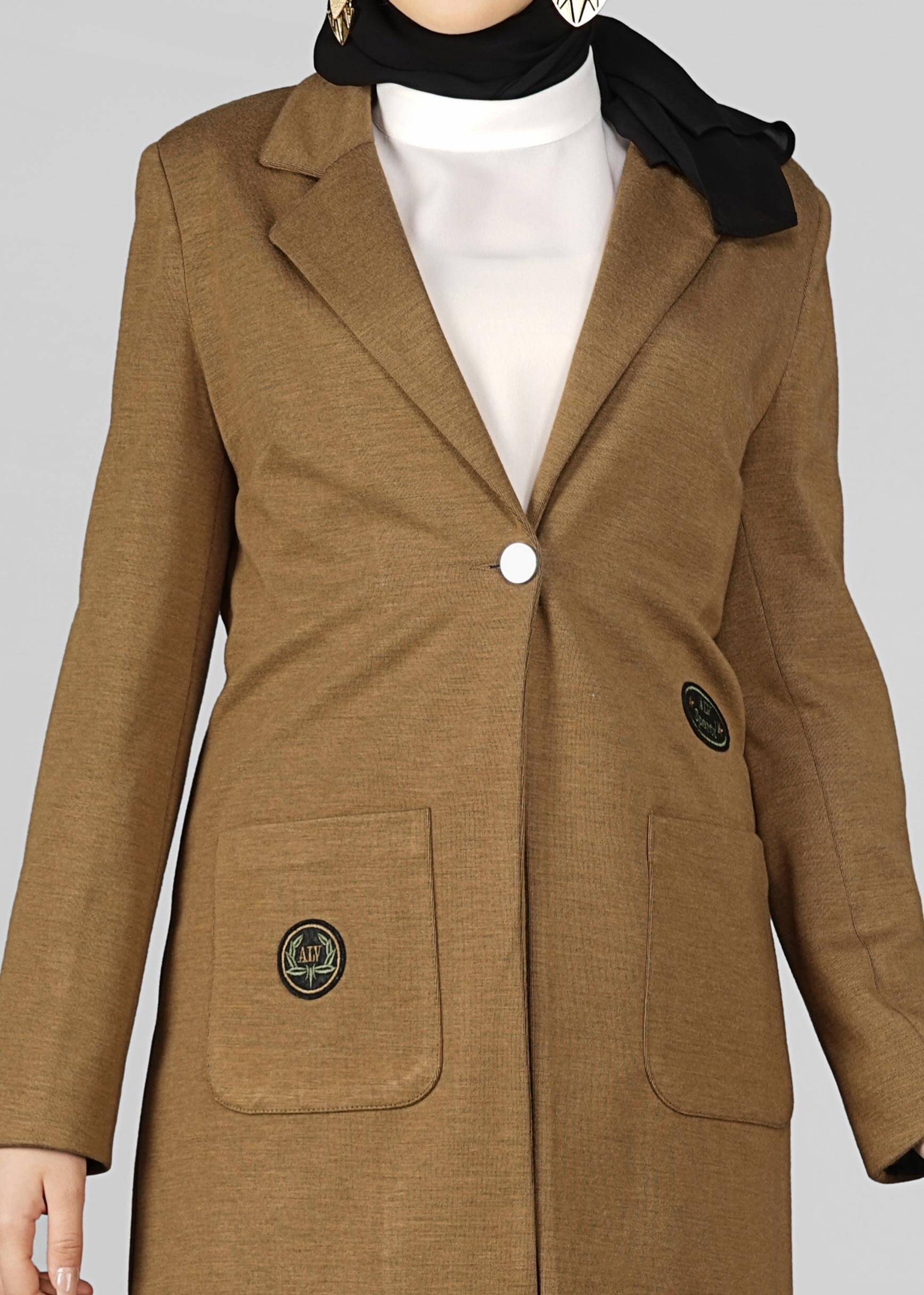 Tesettür giyim KAHVE ARMALI CEPLİ CEKET 4899