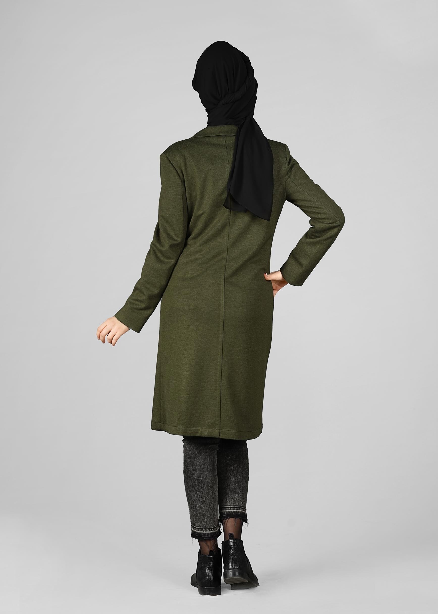 Tesettür giyim HAKİ ARMALI CEPLİ CEKET 4899