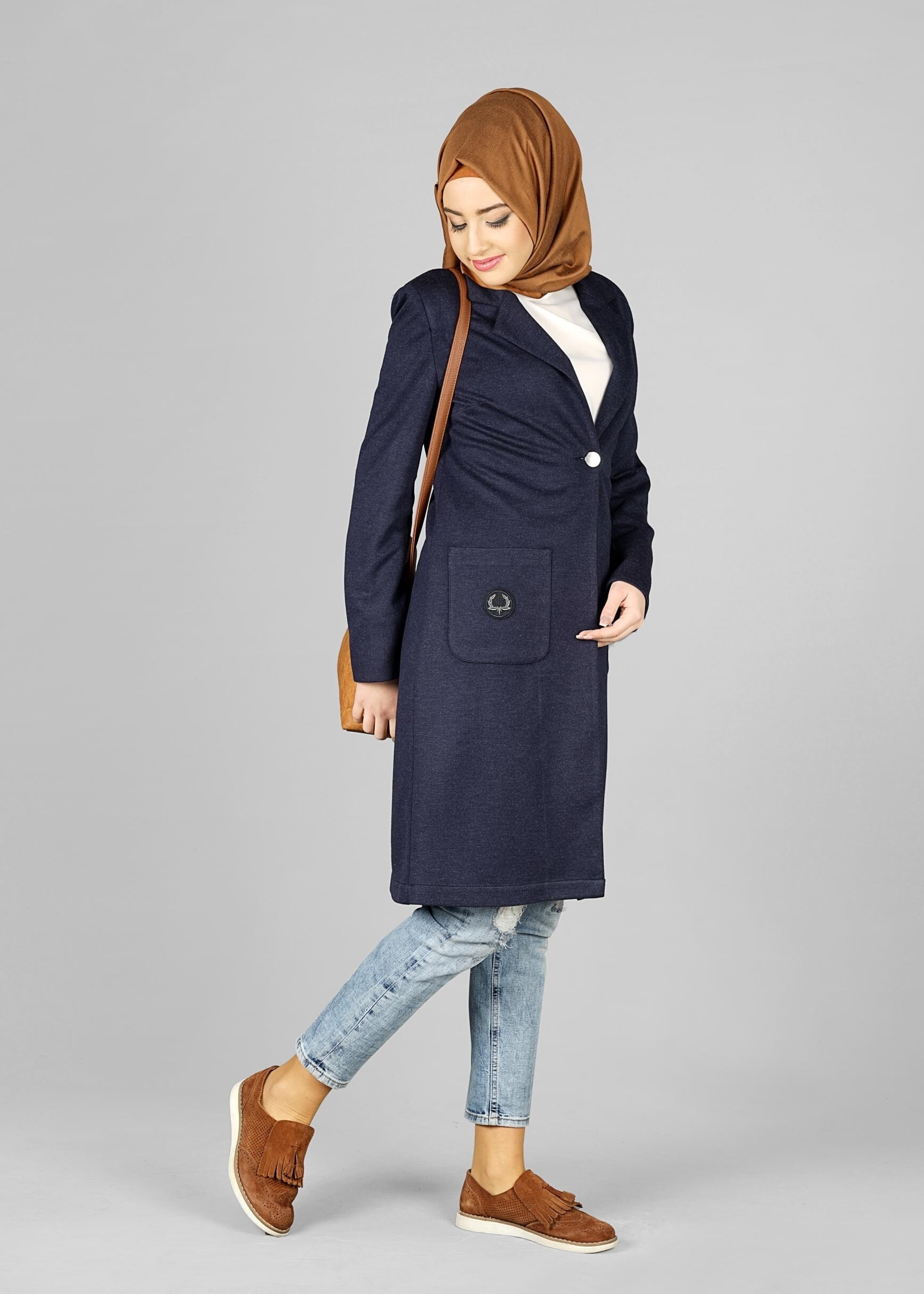 Tesettür giyim LACİVERT ARMALI CEPLİ CEKET 4899