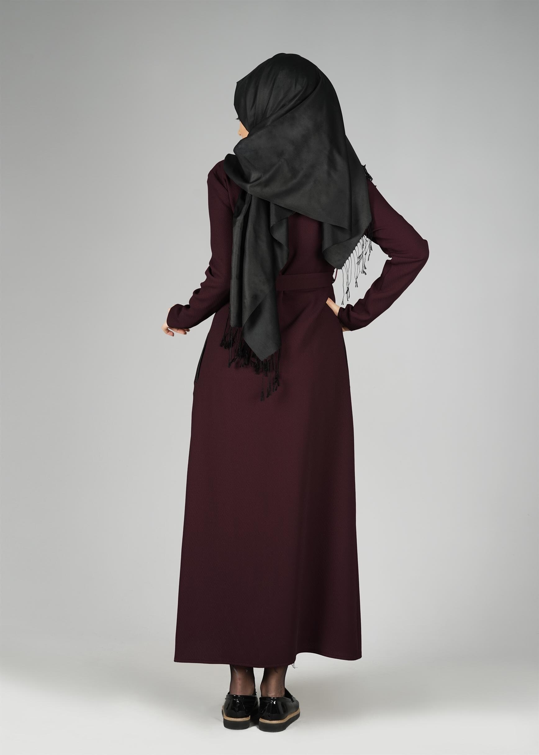 Tesettür giyim MÜRDÜM KUŞAKLI CEKET 4932