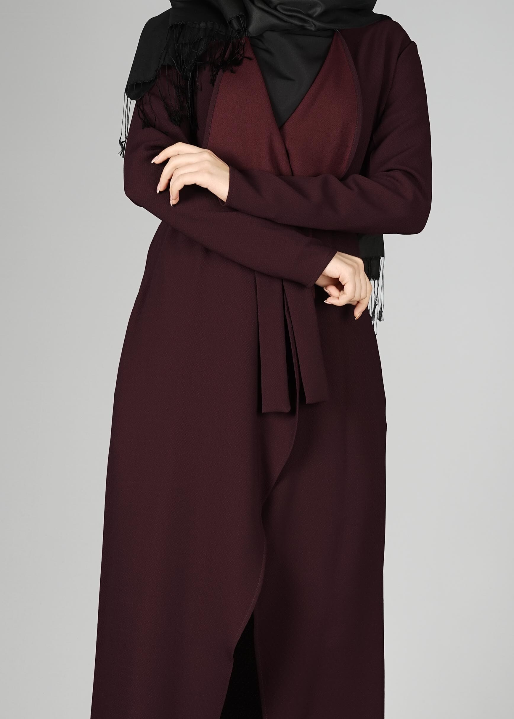 Tesettür giyim MÜRDÜM KUŞAKLI CEKET 4932