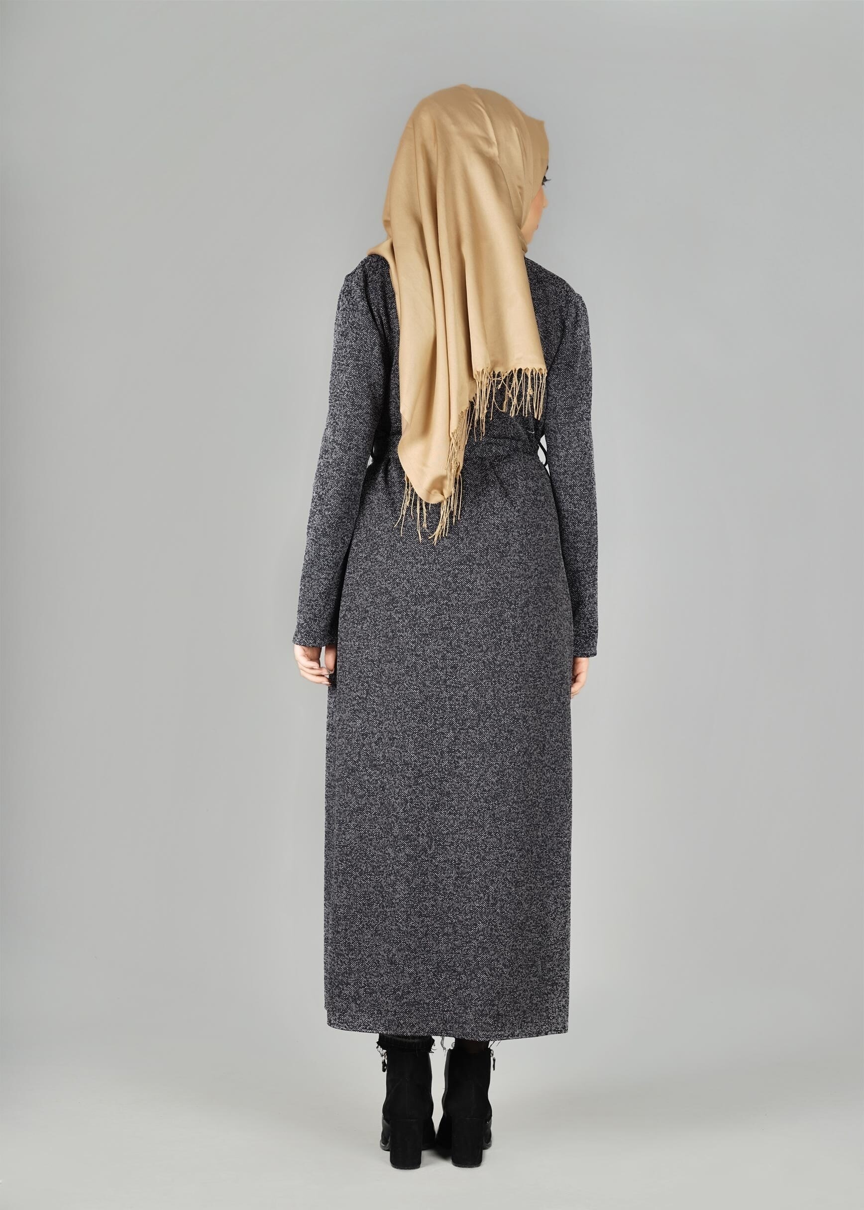 Tesettür giyim LACİVERT KUŞAKLI CEPLİ CEKET 4933