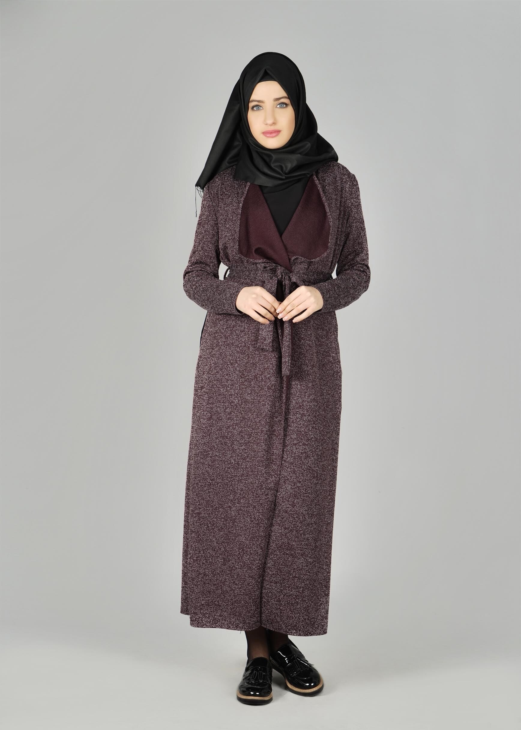 Tesettür giyim MÜRDÜM KUŞAKLI CEPLİ CEKET 4933