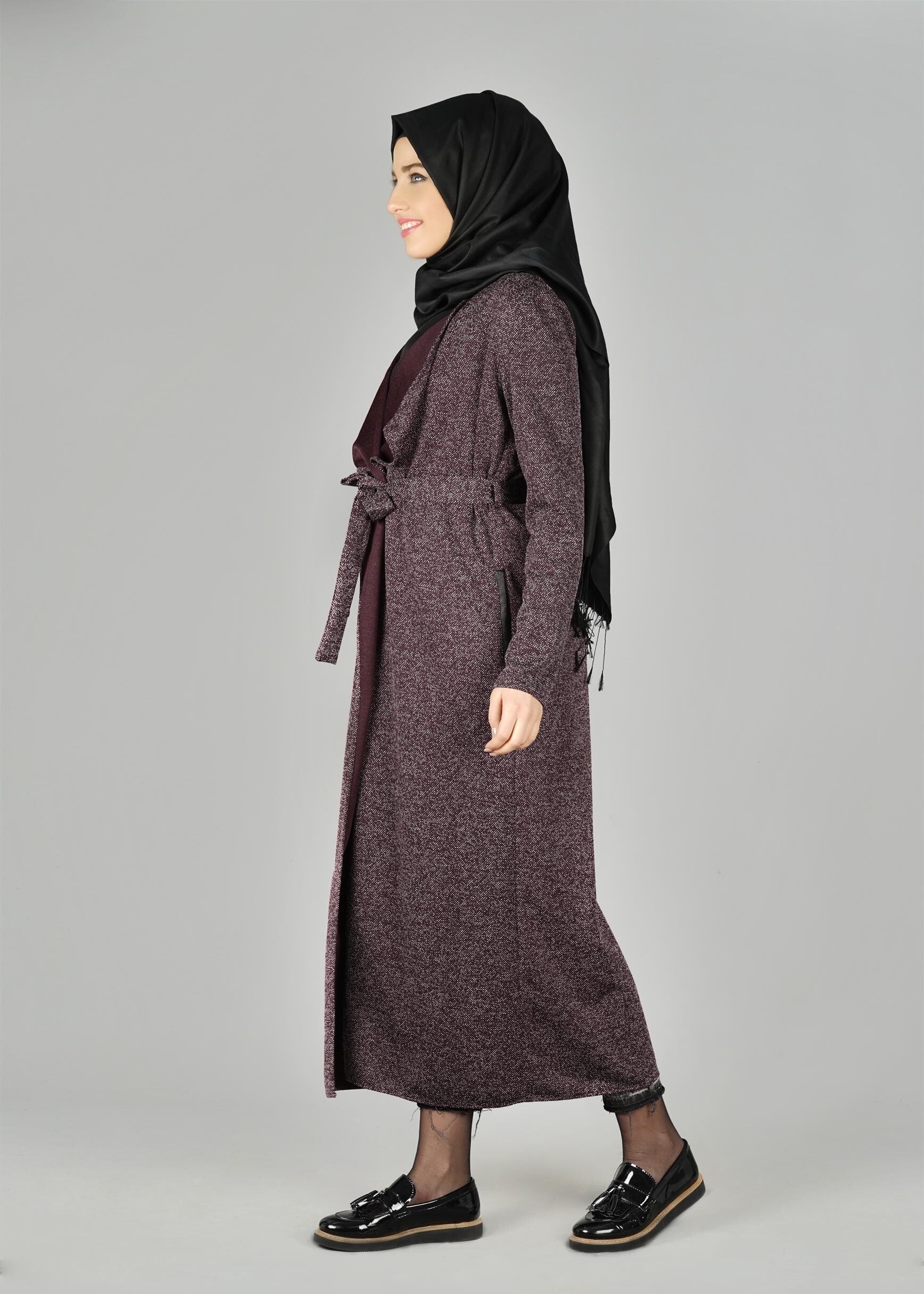 Tesettür giyim MÜRDÜM KUŞAKLI CEPLİ CEKET 4933